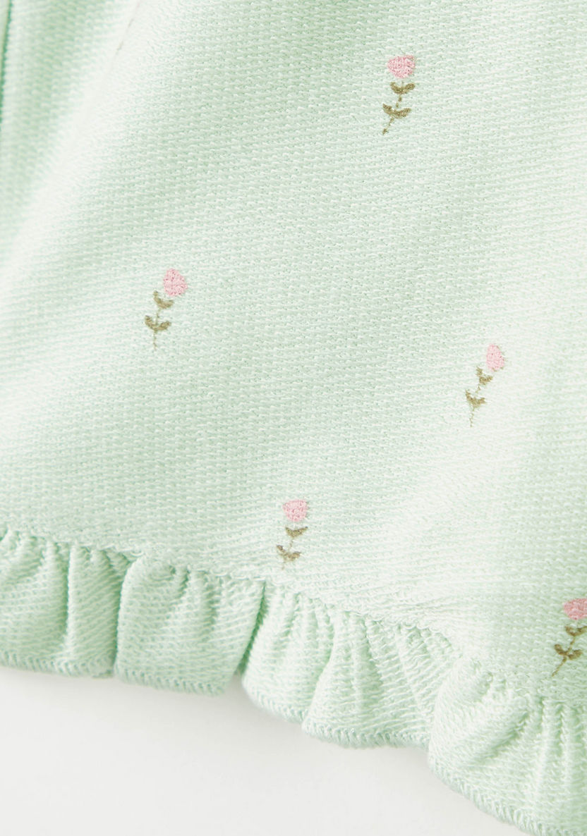 Juniors Floral Print Shorts with Bow and Ruffle Hem-Shorts-image-2