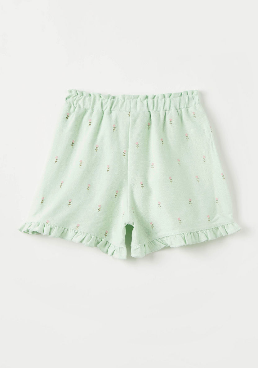 Juniors Floral Print Shorts with Bow and Ruffle Hem-Shorts-image-3