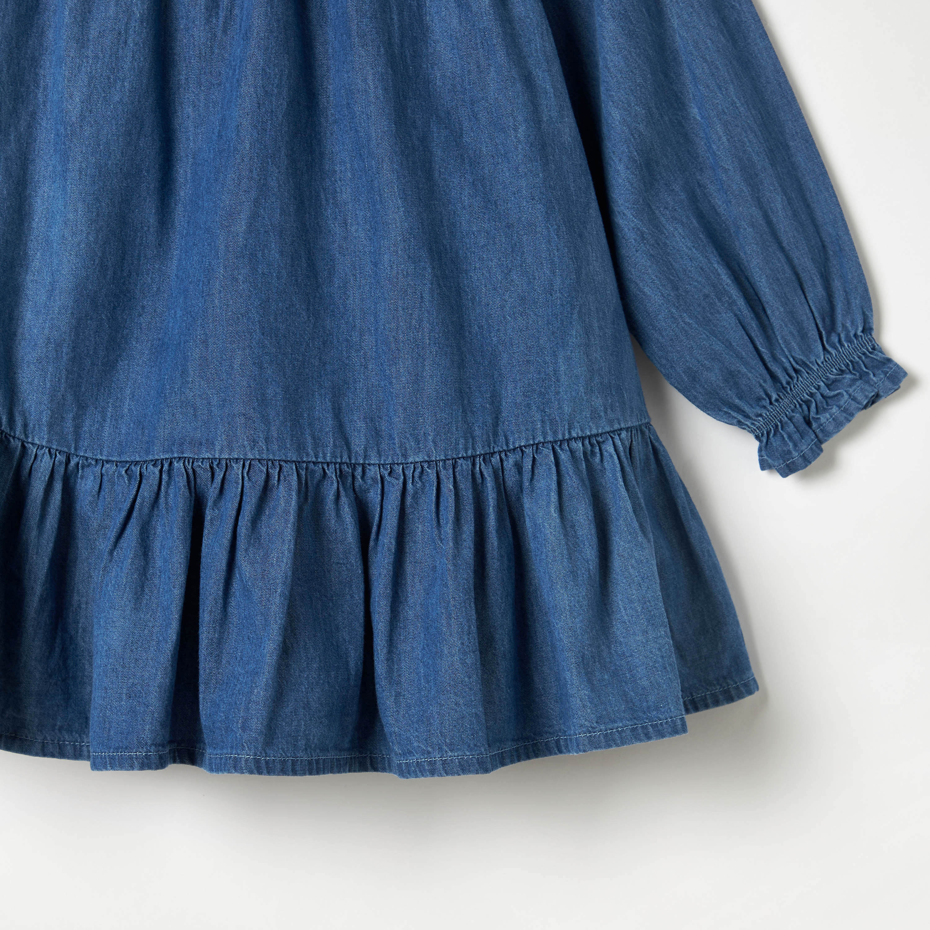 Juniors Embroidered Dress with Smocked Detail and Long Sleeves-baby-girls-clothing-dressesandjumpsuits-image-4