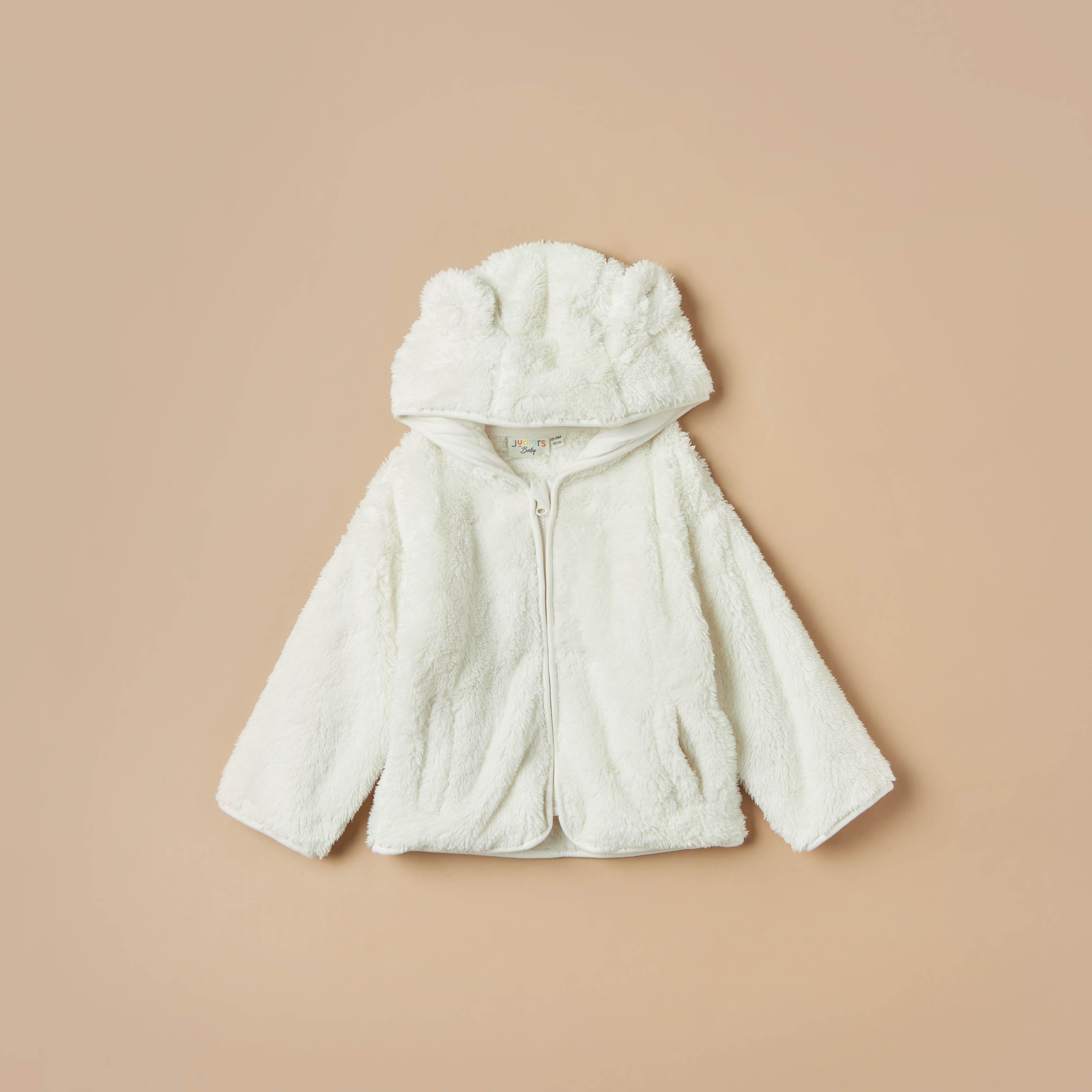 Juniors Textured Jacket with Hood and Zip Closure-baby-girls-clothing-jumpersandcardigans-image-1