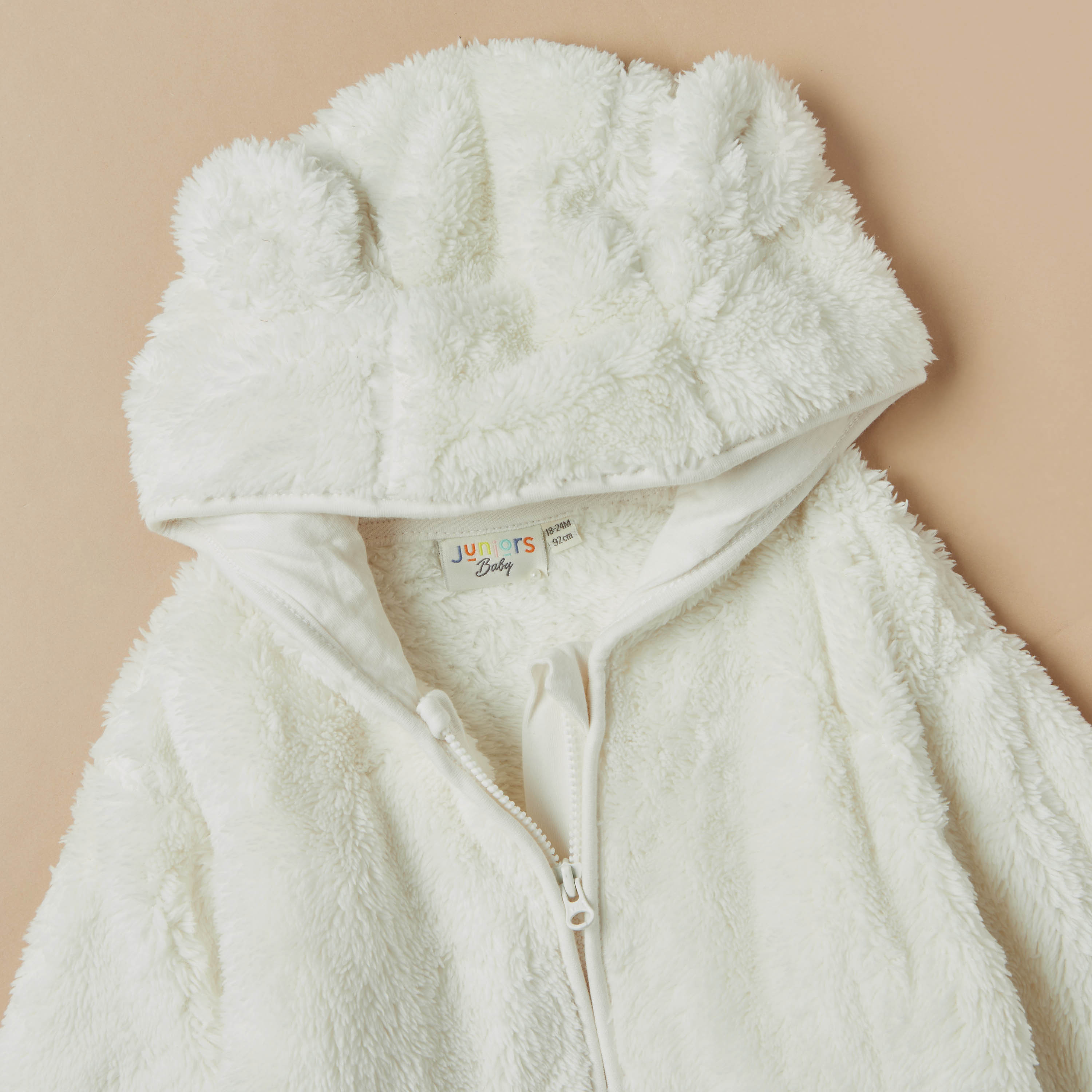 Juniors Textured Jacket with Hood and Zip Closure-baby-girls-clothing-jumpersandcardigans-image-2