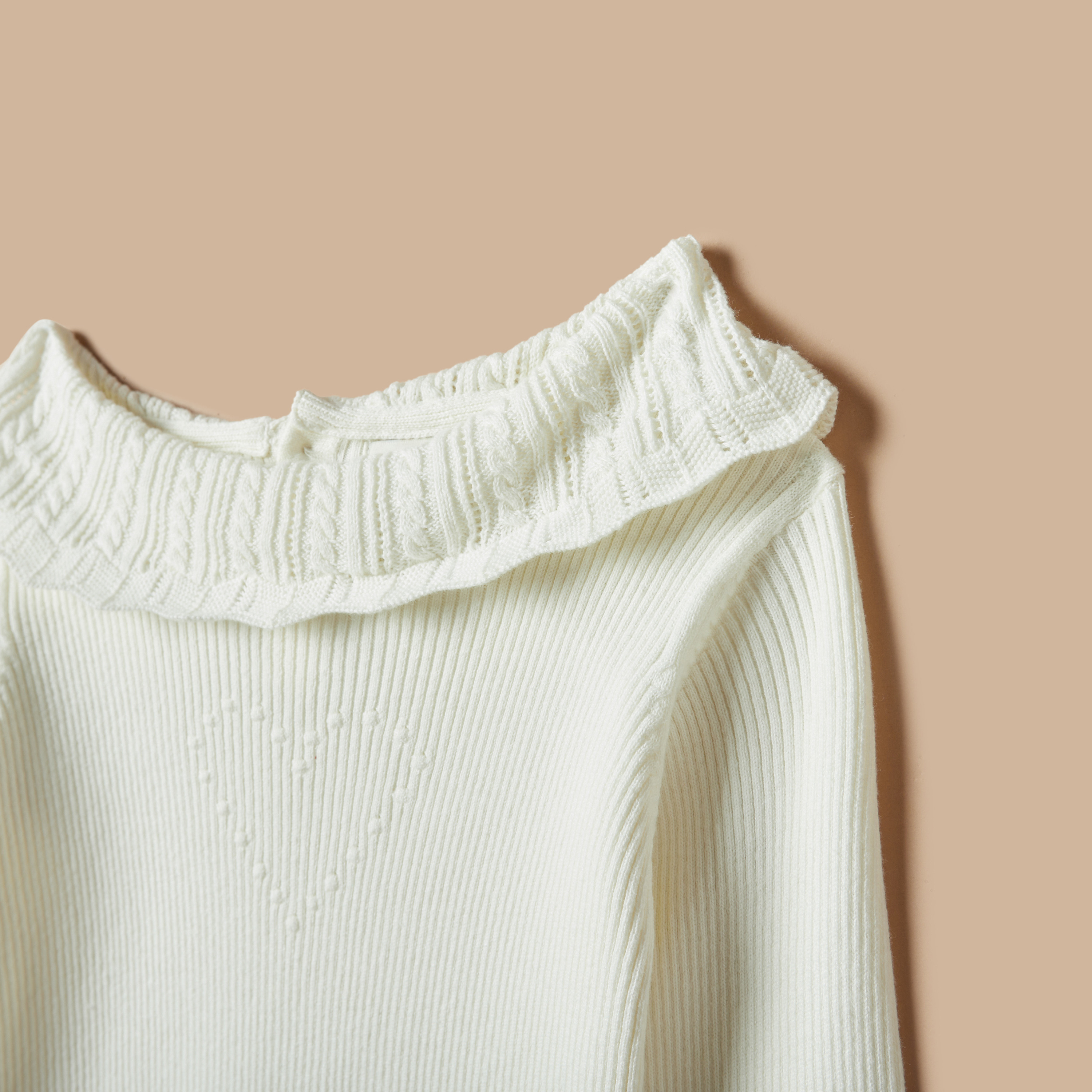 بلوفر بارز الملمس بأكمام طويلة وتفاصيل كشكش من جونيورز-baby-girls-clothing-jumpersandcardigans-image-3