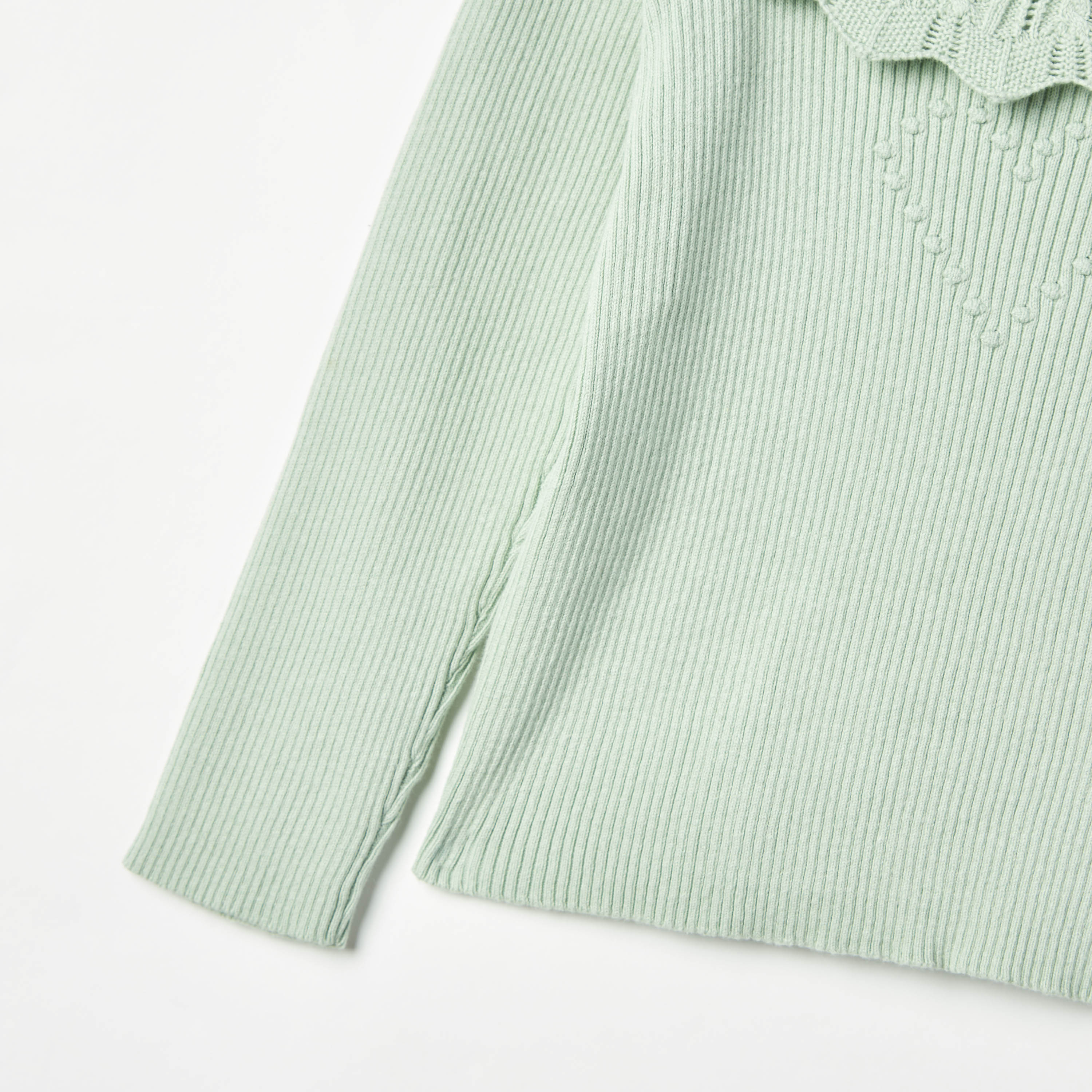 Juniors Ribbed Long Sleeves Sweater with Textured Overlay and Button Closure-baby-girls-clothing-jumpersandcardigans-image-3
