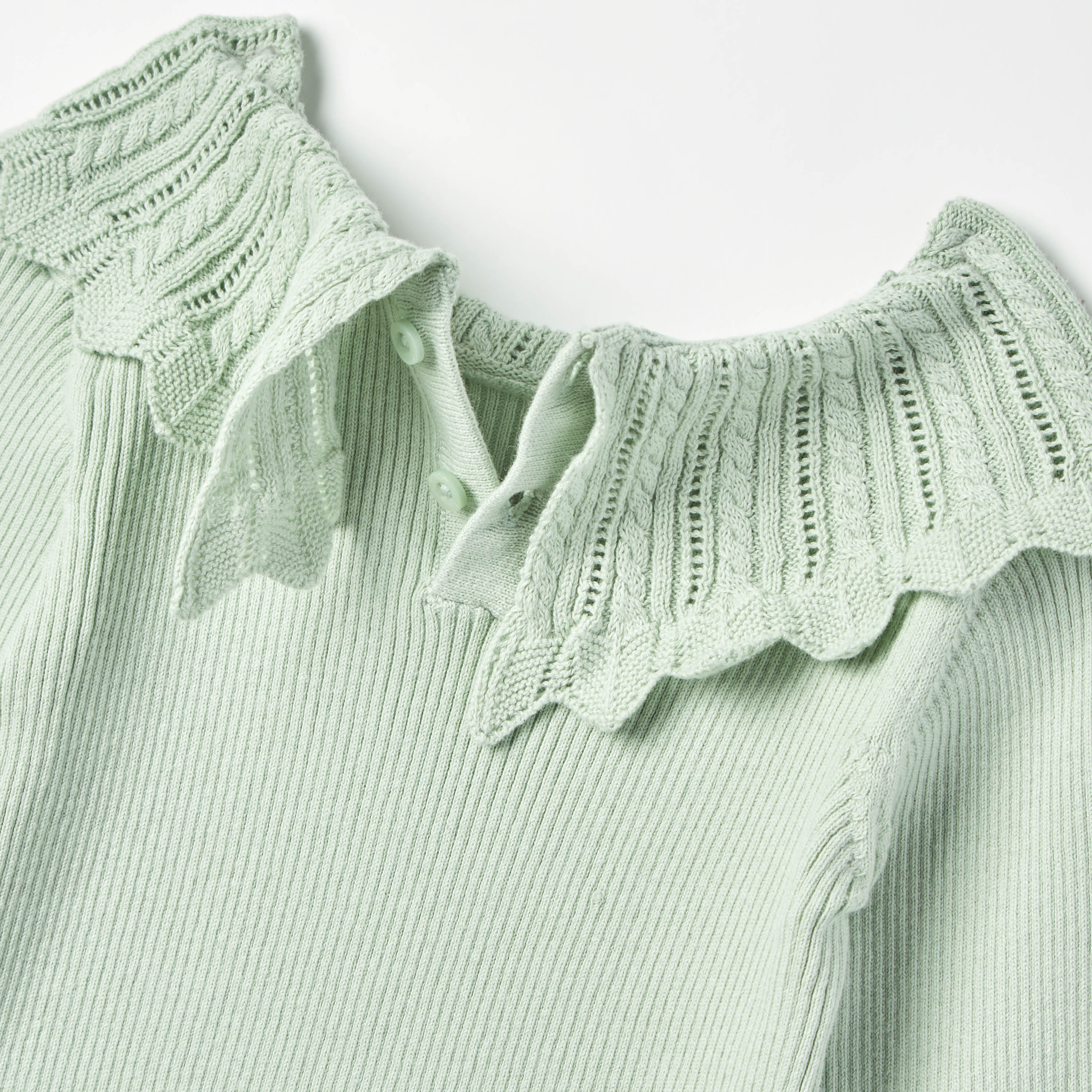 Juniors Ribbed Long Sleeves Sweater with Textured Overlay and Button Closure-baby-girls-clothing-jumpersandcardigans-image-4