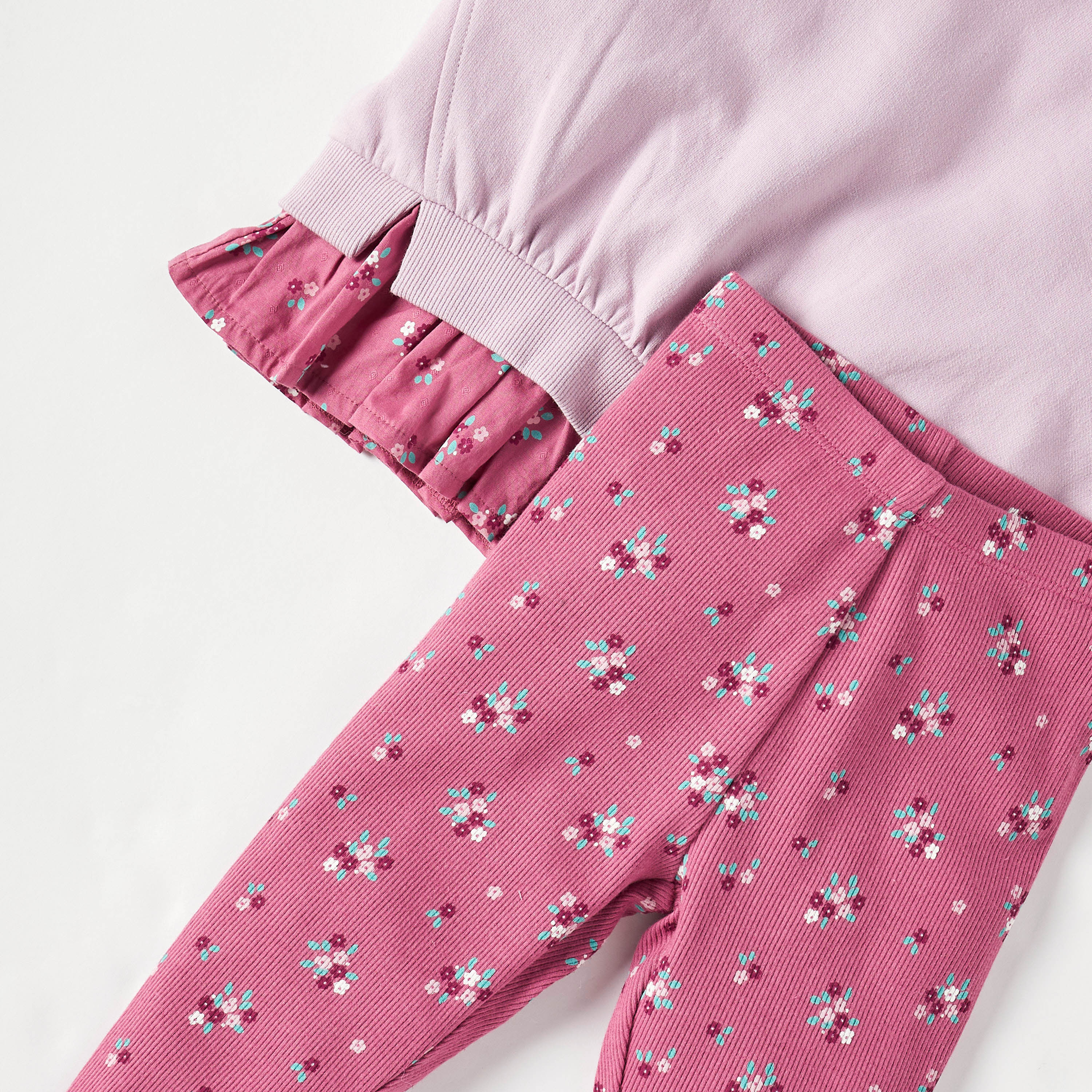 Juniors Floral Print Long Sleeves T-shirt and Leggings Set-baby-girls-clothing-setsandcoords-image-5