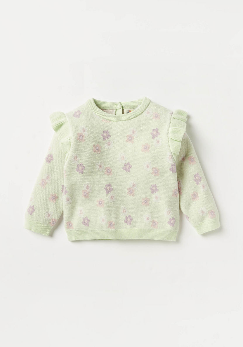 Juniors All-Over Floral Detail Sweatshirt and Jogger Set-Clothes Sets-image-1
