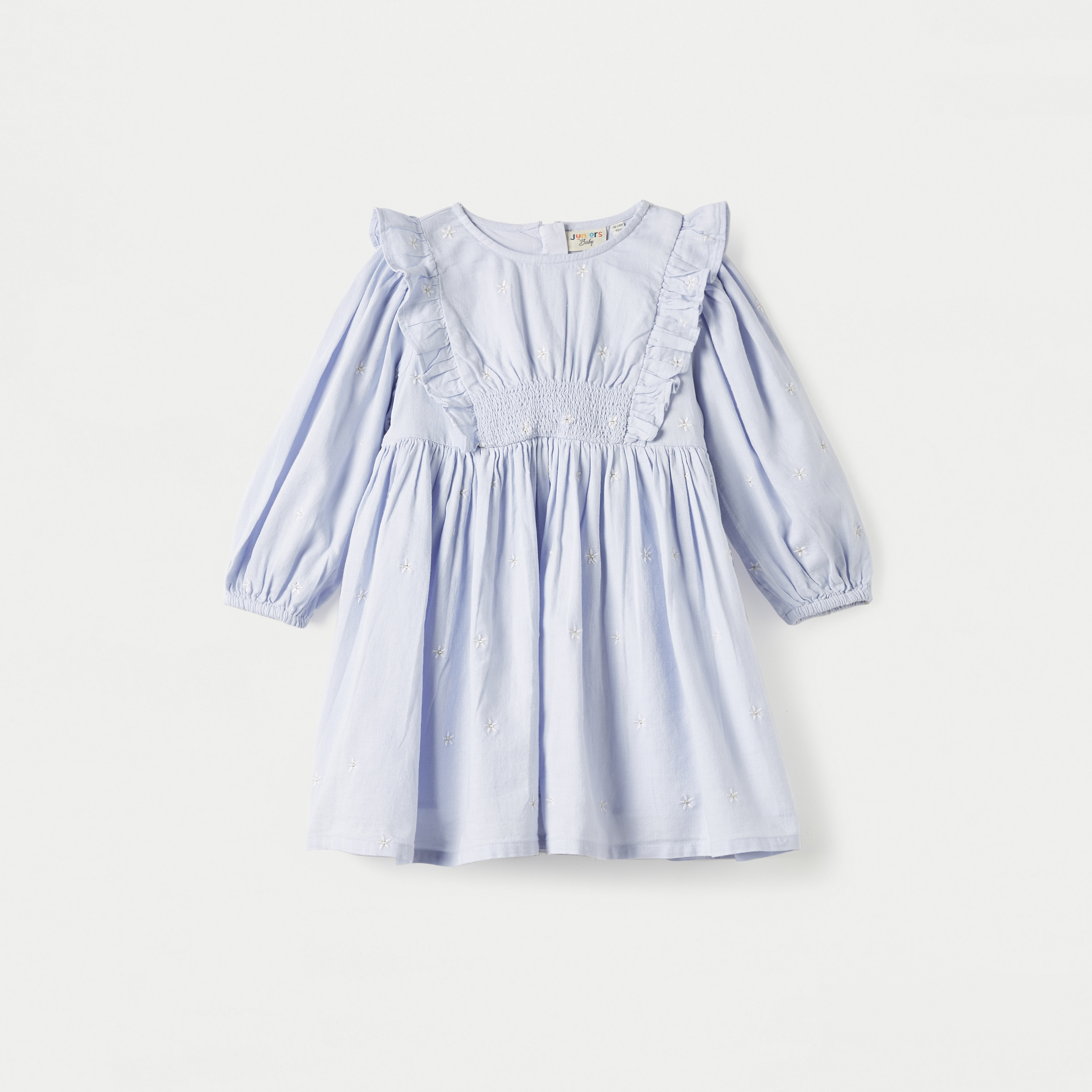 Juniors Floral Embroidered Dress with Long Sleeves and Ruffle Detail-baby-girls-clothing-dressesandjumpsuits-image-1