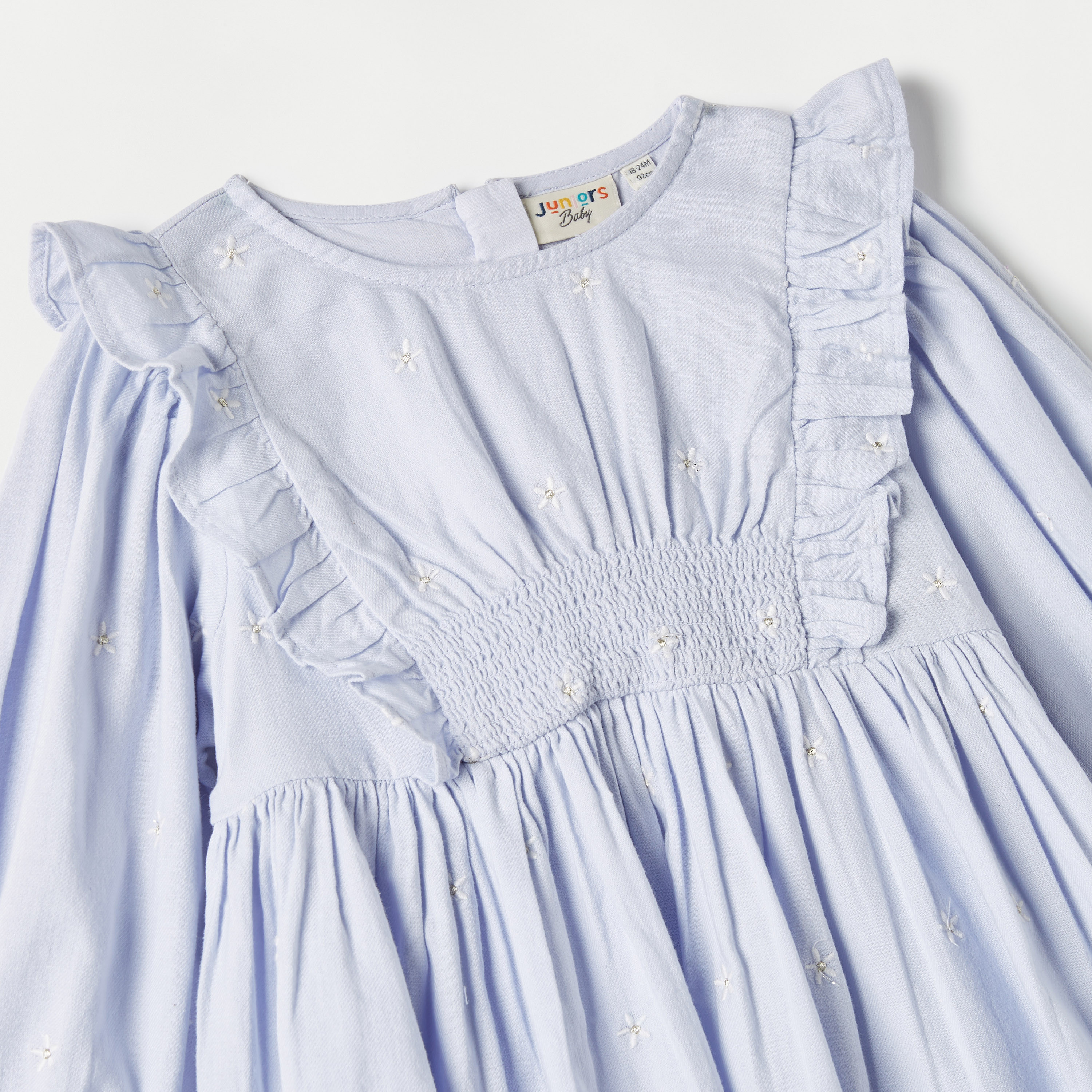 Juniors Floral Embroidered Dress with Long Sleeves and Ruffle Detail-baby-girls-clothing-dressesandjumpsuits-image-3