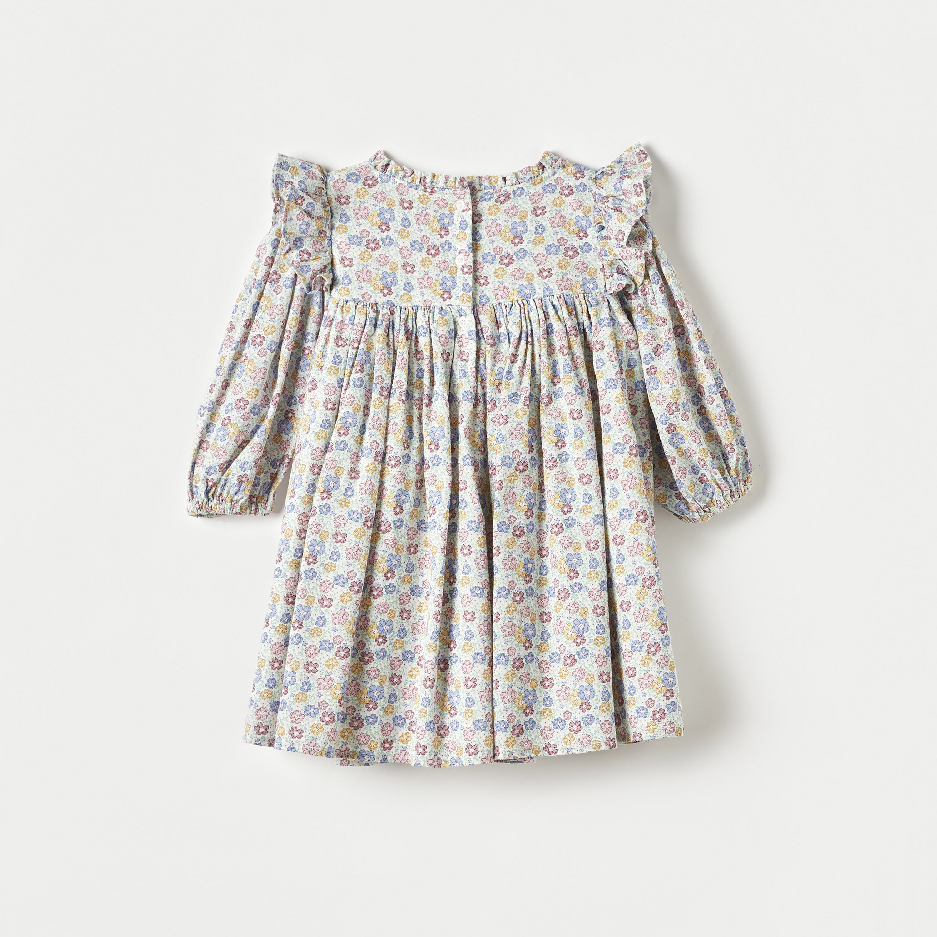 فستان بأكمام طويلة وتفاصيل كشكش وطبعات أزهار من جونيورز-baby-girls-clothing-dressesandjumpsuits-image-2