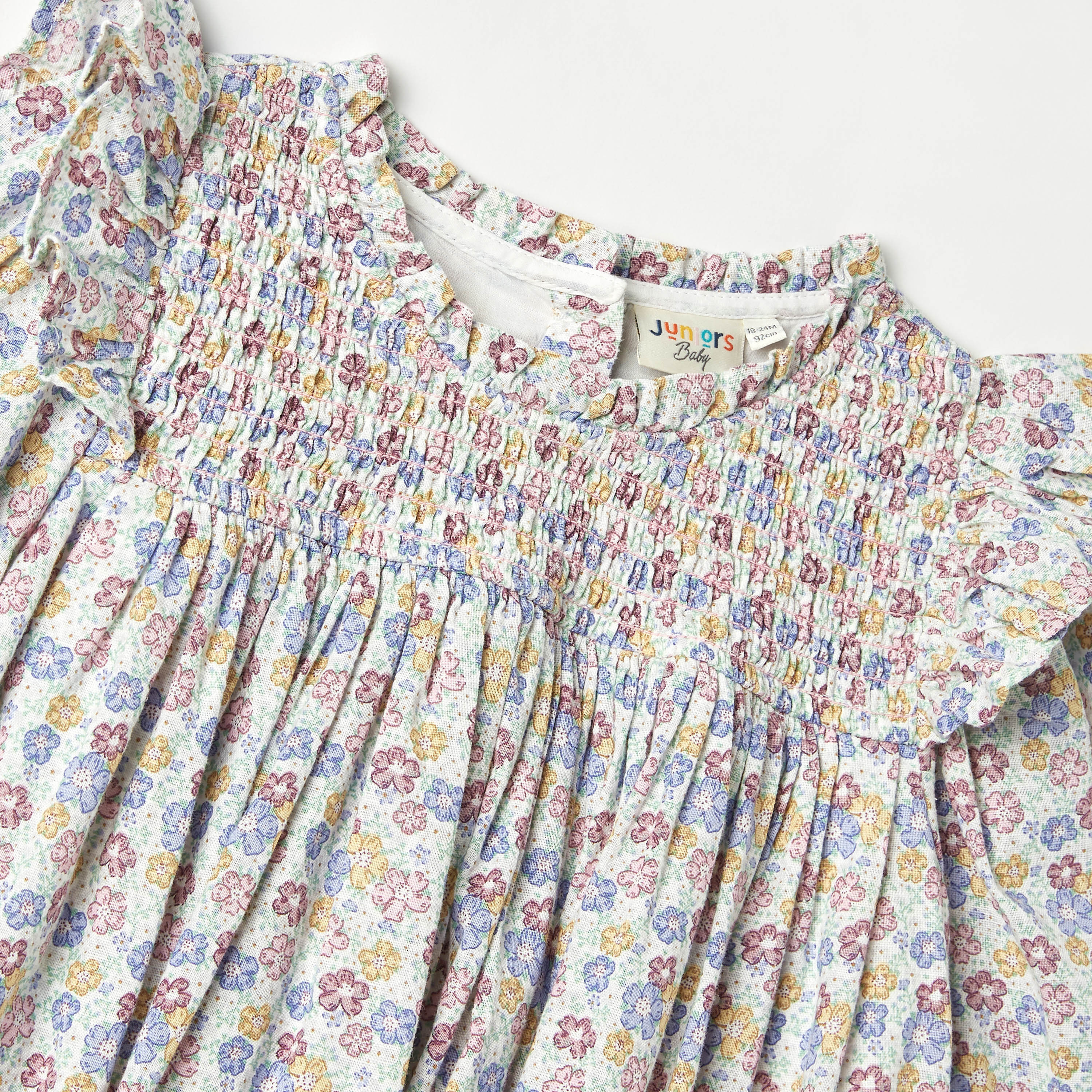 فستان بأكمام طويلة وتفاصيل كشكش وطبعات أزهار من جونيورز-baby-girls-clothing-dressesandjumpsuits-image-3