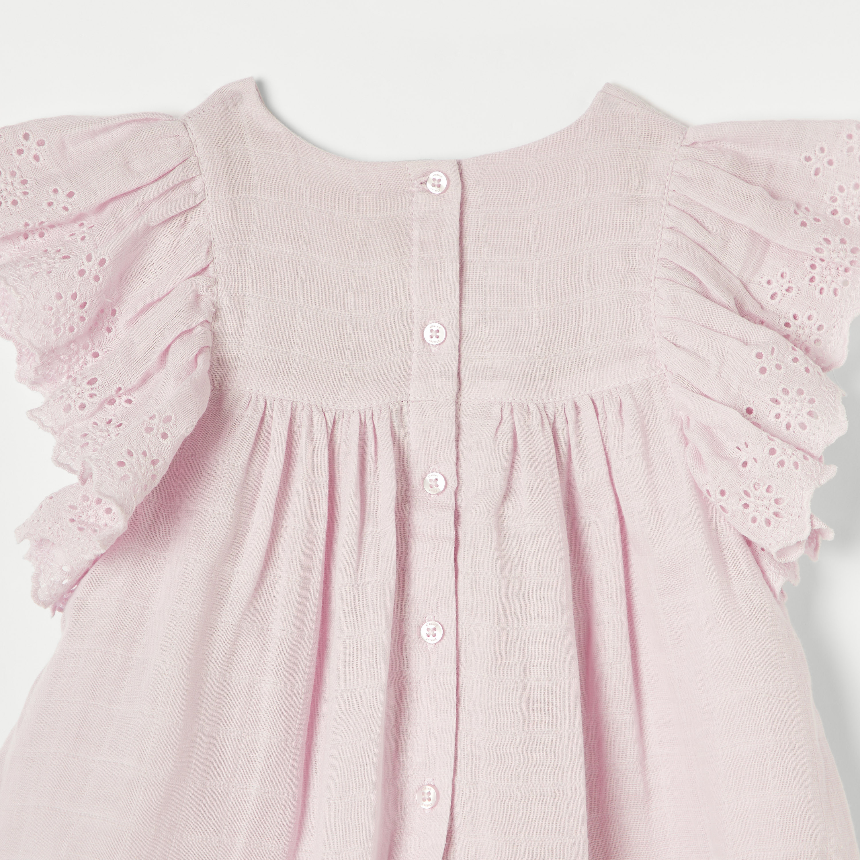 بلوزة إيه لاين سادة بأكمام شيفلي بكشكش وياقة ضيقة-baby-girls-clothing-blousesandshirts-image-4