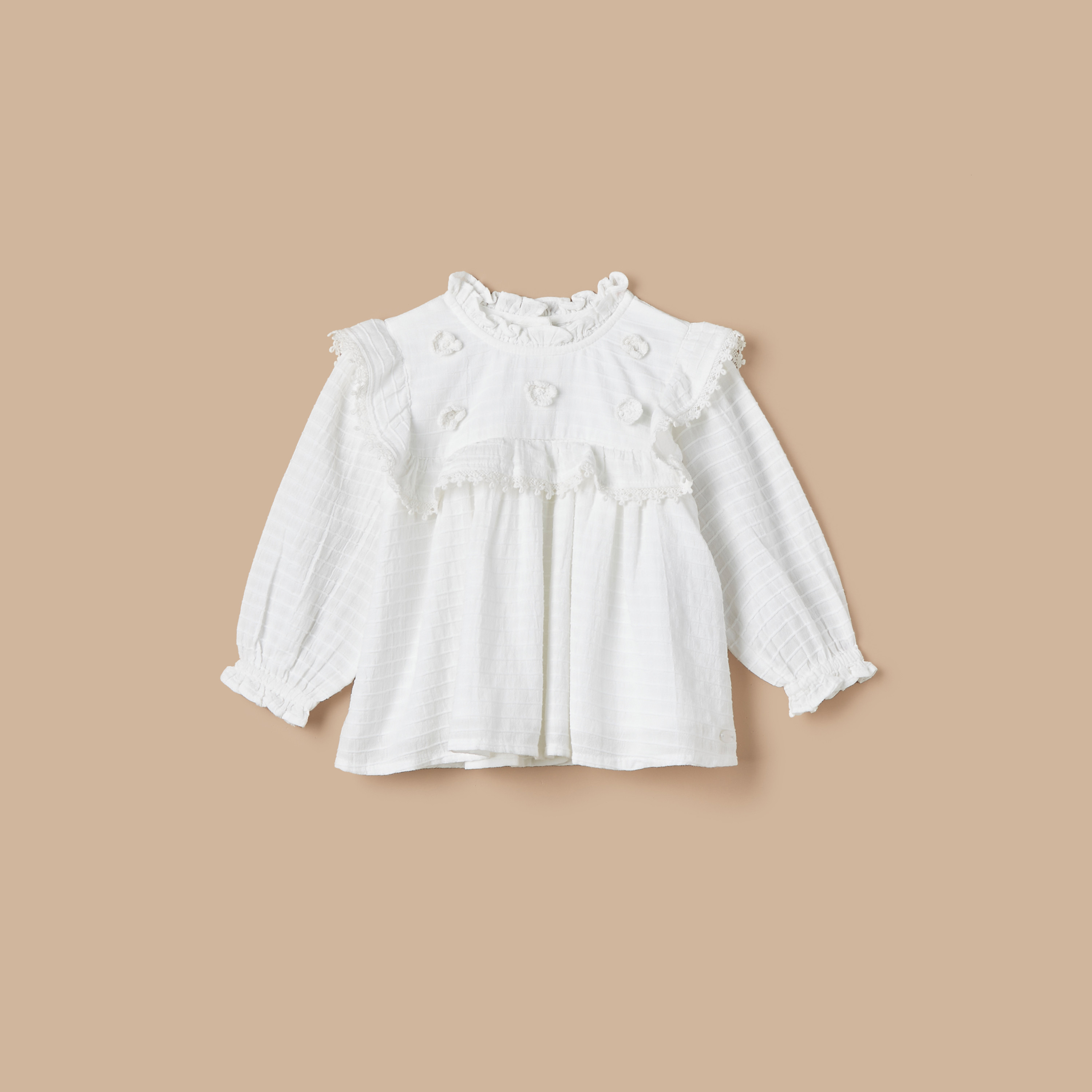 بلوزة بكشكش وتطريز أزهار وياقة من جيجلز-baby-girls-clothing-blousesandshirts-image-1