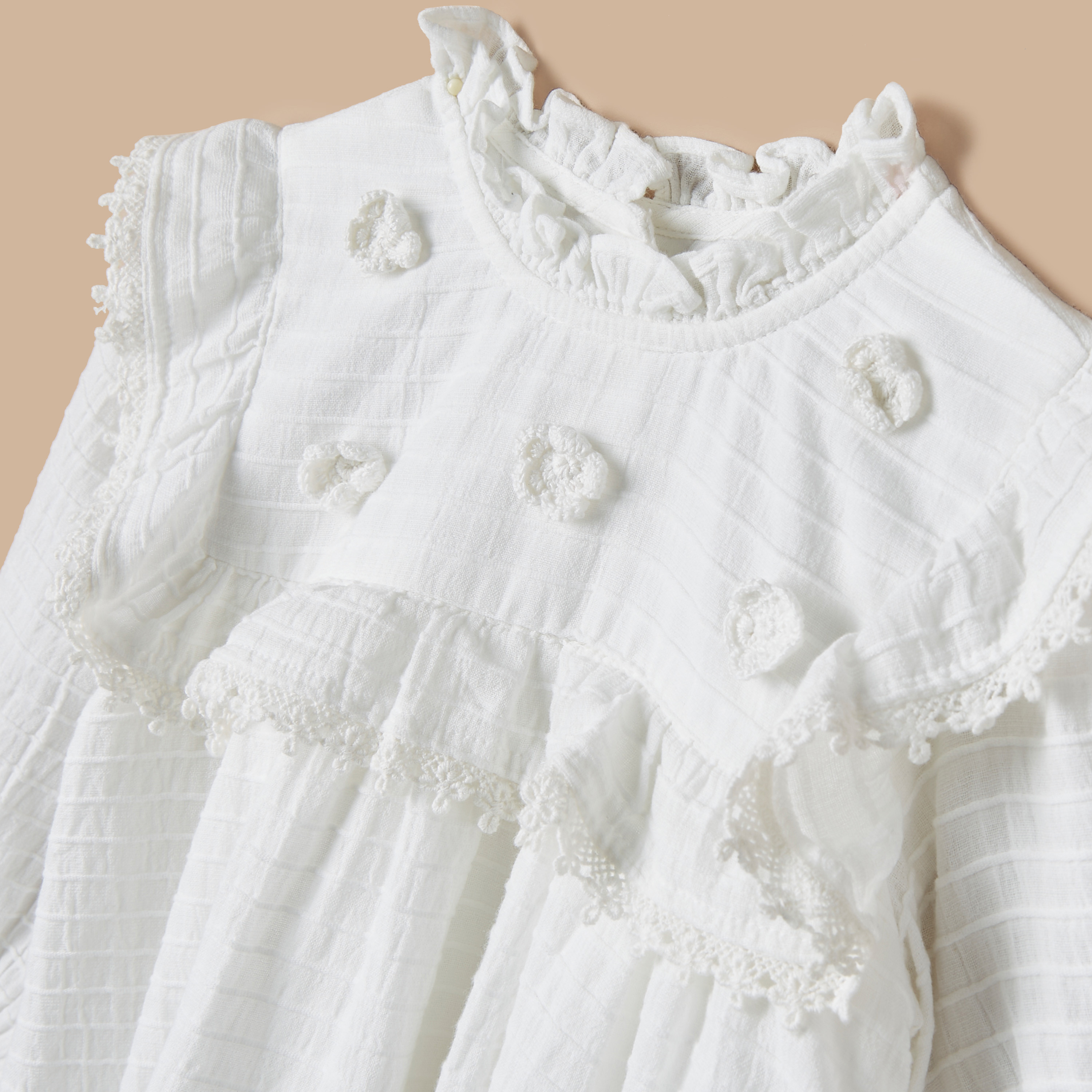بلوزة بكشكش وتطريز أزهار وياقة من جيجلز-baby-girls-clothing-blousesandshirts-image-2
