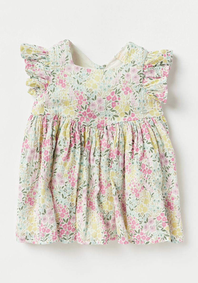 Giggles All-Over Floral Print Ruffle Sleeves Dress and Bloomer Set-Dresses%2C Gowns and Frocks-image-1