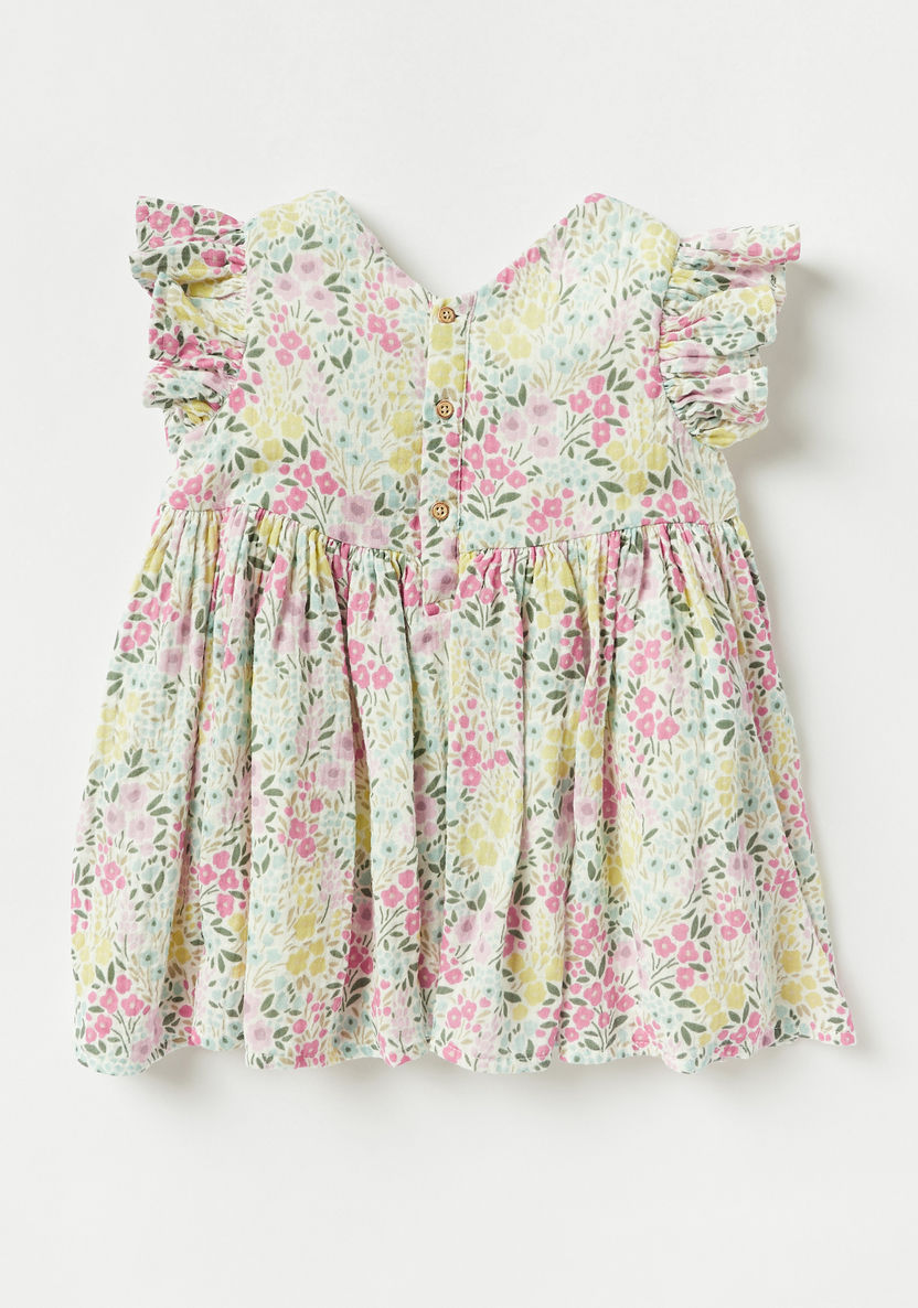 Giggles All-Over Floral Print Ruffle Sleeves Dress and Bloomer Set-Dresses%2C Gowns and Frocks-image-3