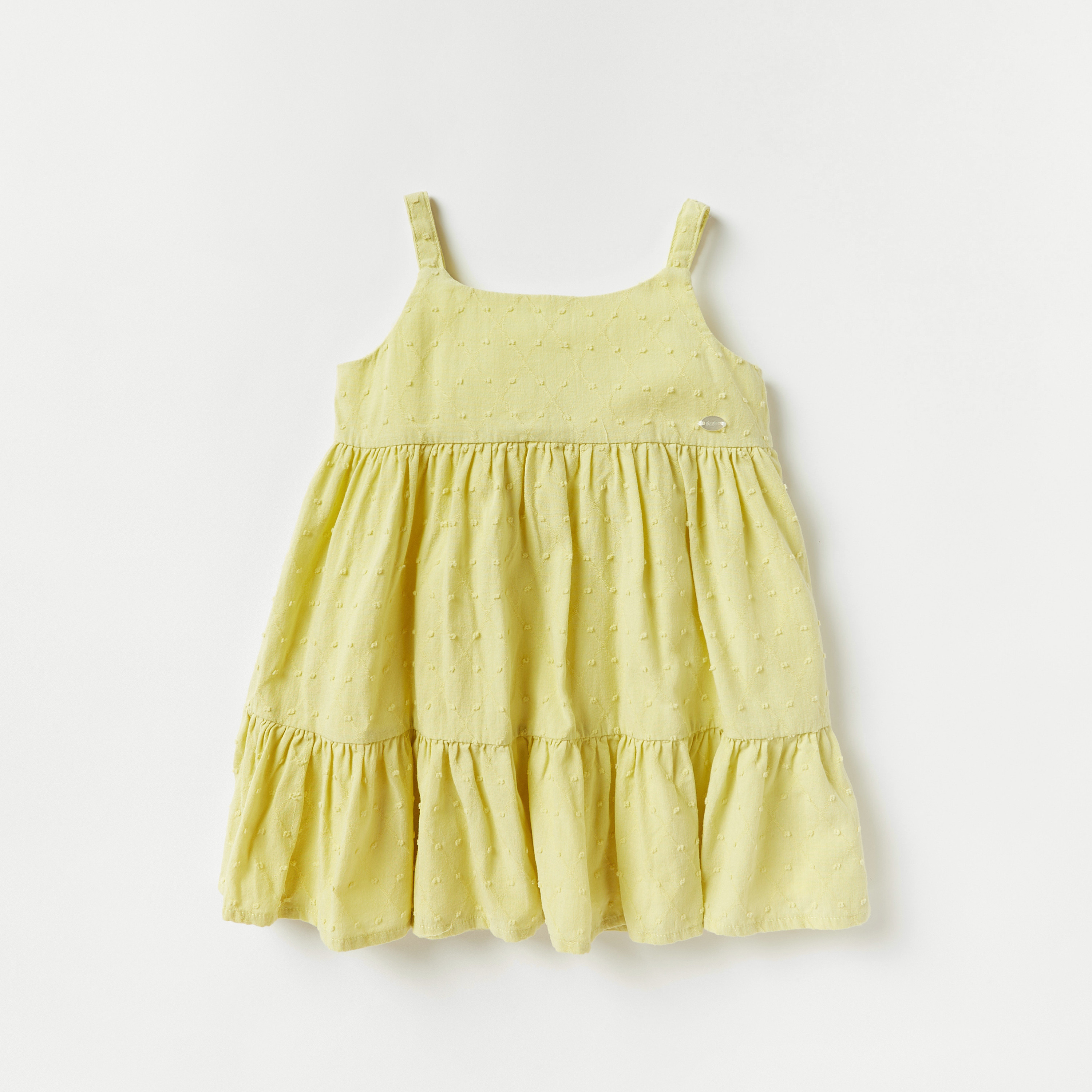 Giggles Textured Tiered Sleeveless Dress and Hat Set-baby-girls-clothing-dressesandjumpsuits-image-2