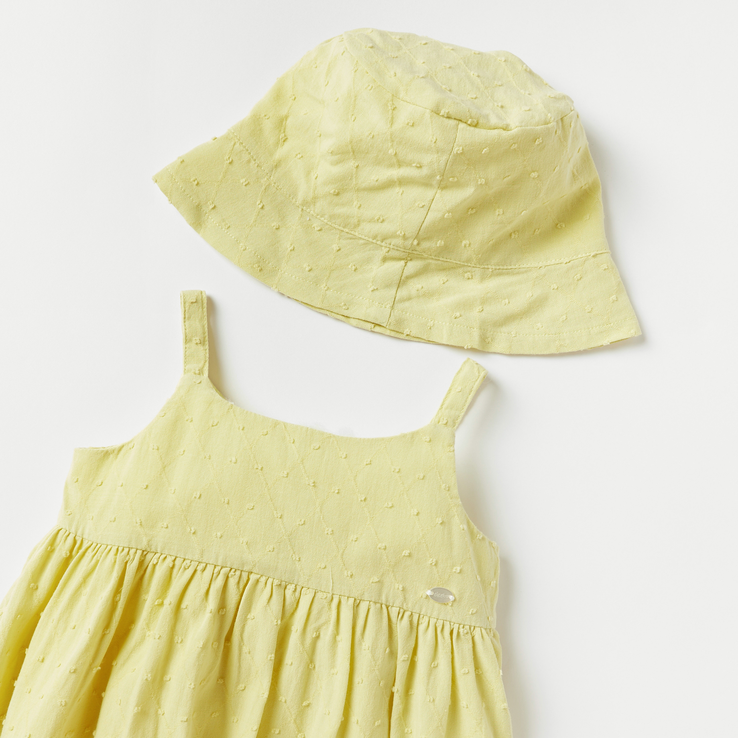 Giggles Textured Tiered Sleeveless Dress and Hat Set-baby-girls-clothing-dressesandjumpsuits-image-3