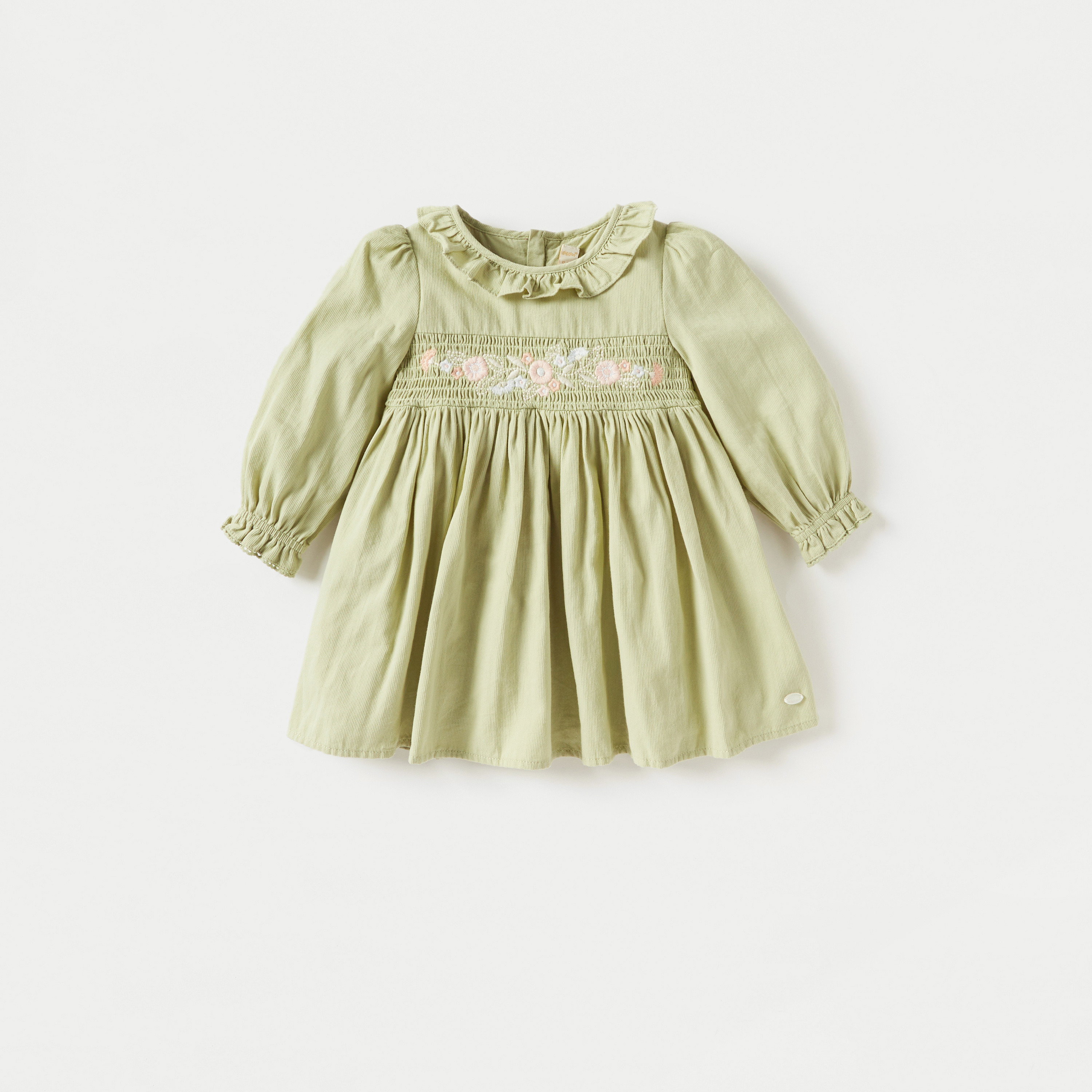طقم فستان إيه لاين بتطريز زهور مع جوارب بارزة الملمس من جيجلز-baby-girls-clothing-dressesandjumpsuits-image-2