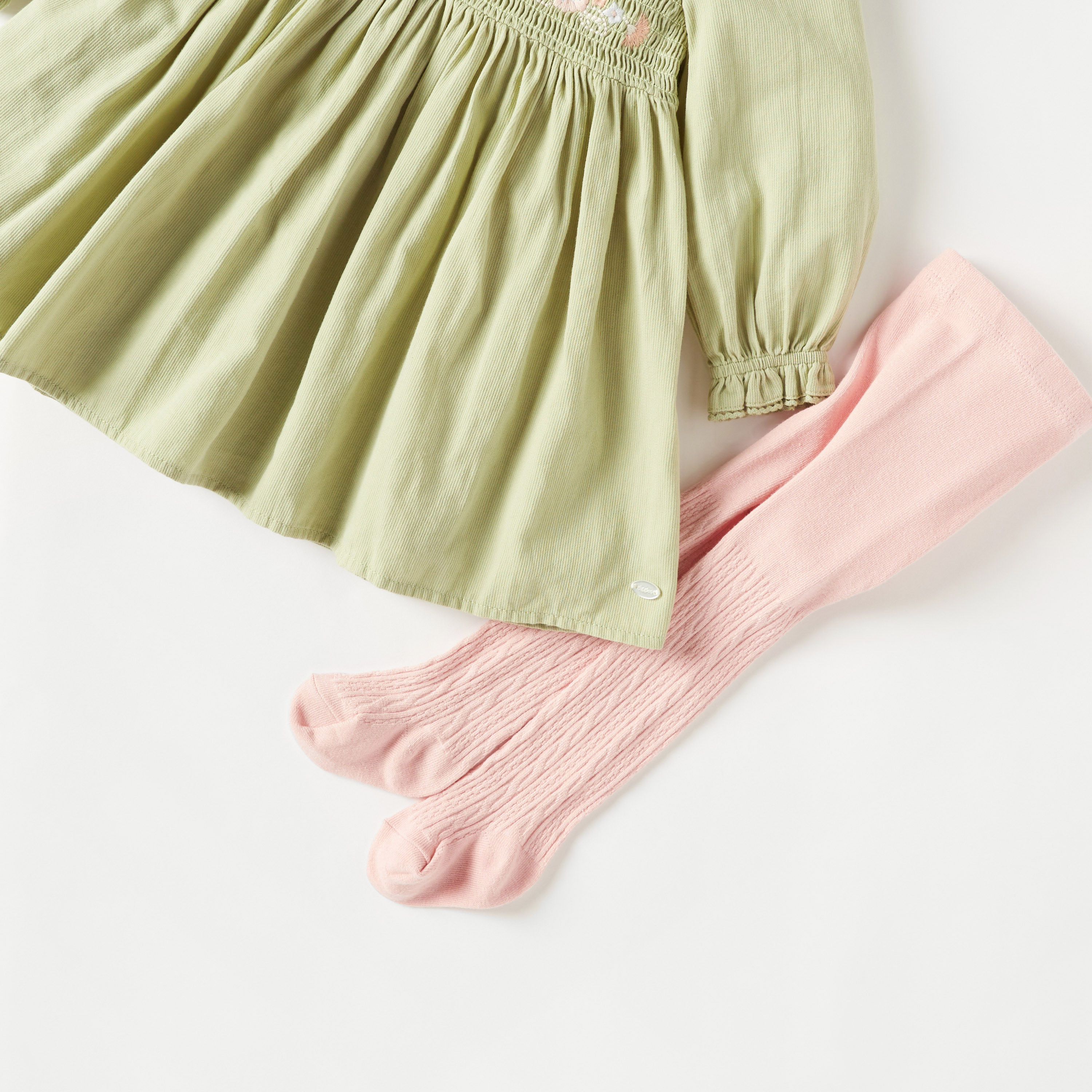 طقم فستان إيه لاين بتطريز زهور مع جوارب بارزة الملمس من جيجلز-baby-girls-clothing-dressesandjumpsuits-image-3