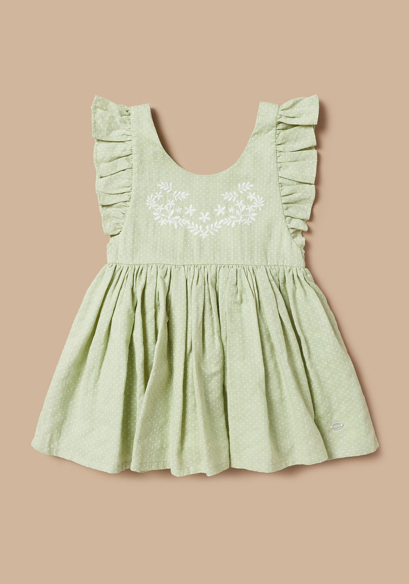 Giggles Textured Peter Pan Collar Top with Ruffled Pinafore and Bow Detail Headband-Clothes Sets-image-1