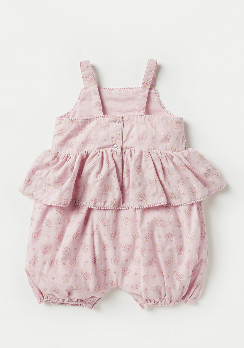Giggles Floral Print Ruffle Detail Sleeveless Romper and Hat Set-Rompers%2C Dungarees and Jumpsuits-image-3