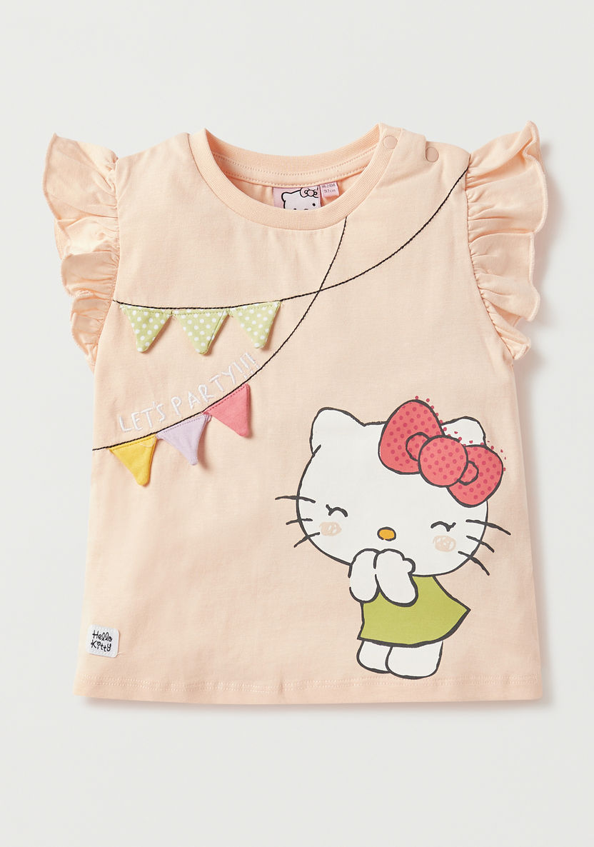 Sanrio Hello Kitty Print T-shirt and Elasticated Skirt Set-Clothes Sets-image-1