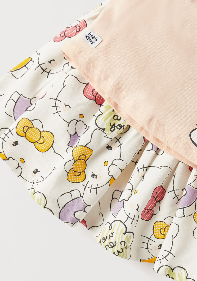 Sanrio Hello Kitty Print T-shirt and Elasticated Skirt Set-Clothes Sets-image-4