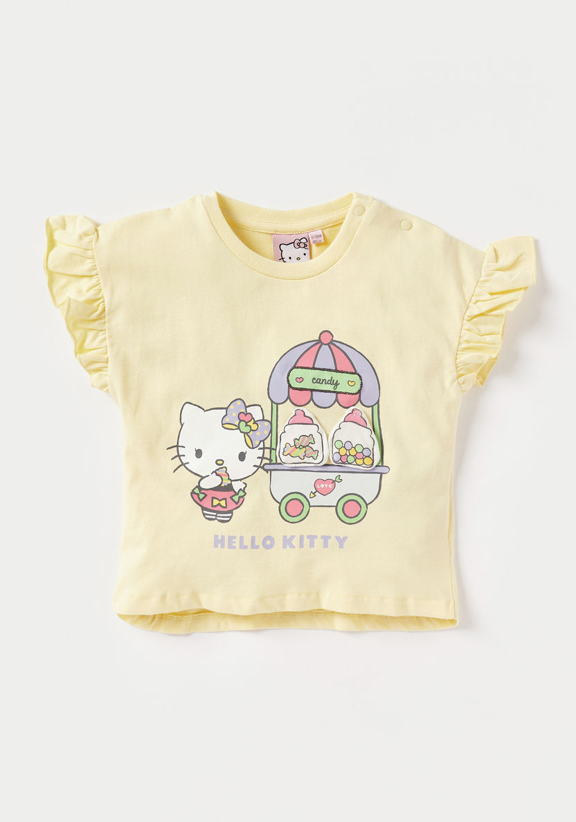 Sanrio Hello Kitty Print Top and Shorts Set-Clothes Sets-image-0