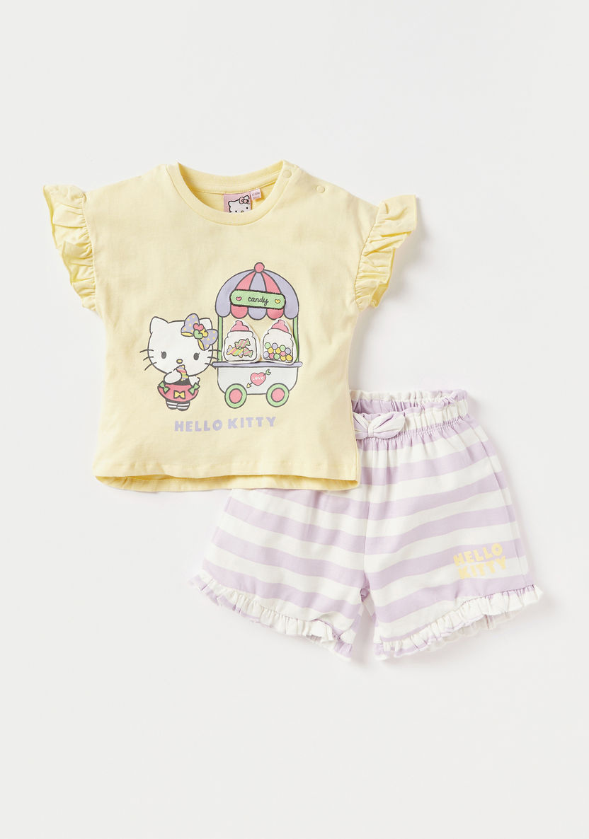 Sanrio Hello Kitty Print Top and Shorts Set-Clothes Sets-image-1