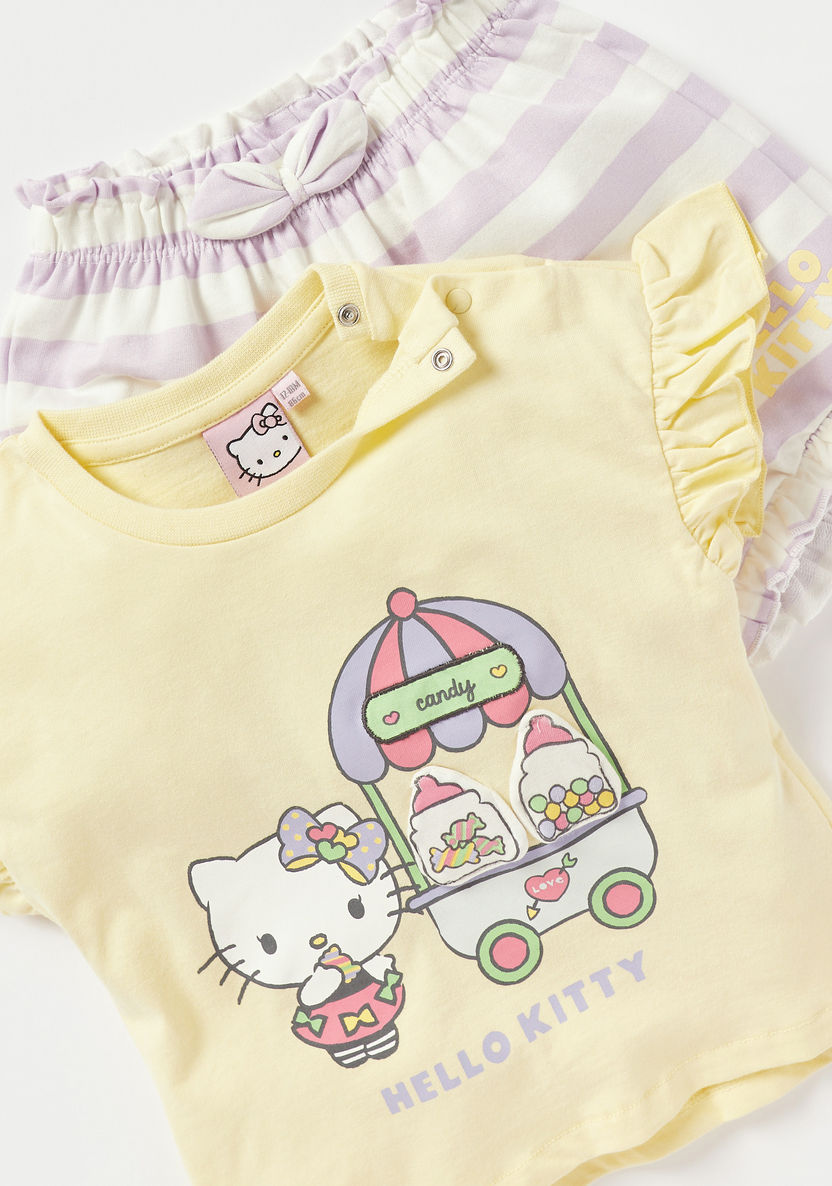 Sanrio Hello Kitty Print Top and Shorts Set-Clothes Sets-image-2