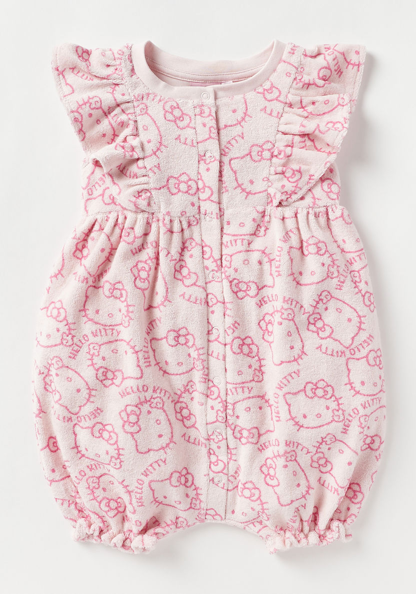 Sanrio All-Over Hello Kitty Print Rompers with Ruffles-Rompers%2C Dungarees and Jumpsuits-image-0