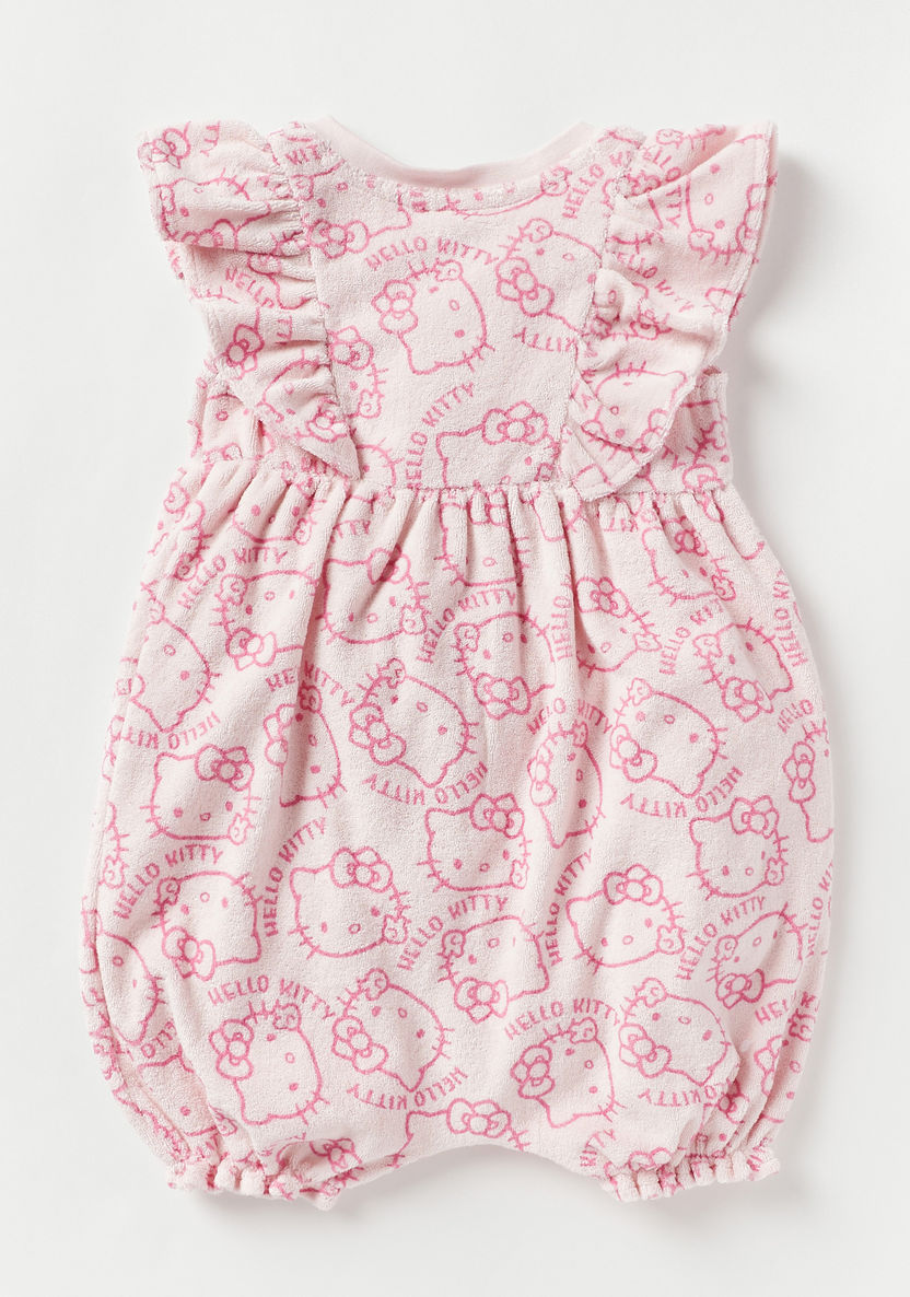 Sanrio All-Over Hello Kitty Print Rompers with Ruffles-Rompers%2C Dungarees and Jumpsuits-image-1
