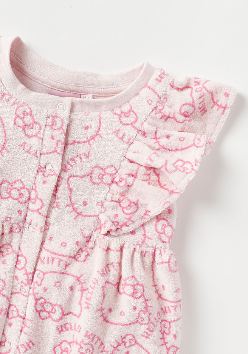 Sanrio All-Over Hello Kitty Print Rompers with Ruffles-Rompers%2C Dungarees and Jumpsuits-image-2
