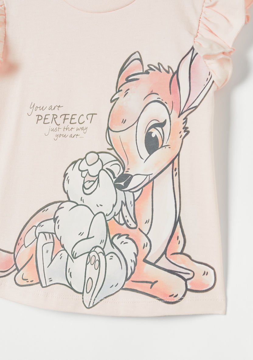 Disney Bambi Print T-shirt with Short Sleeves and Ruffle Detail-T Shirts-image-1