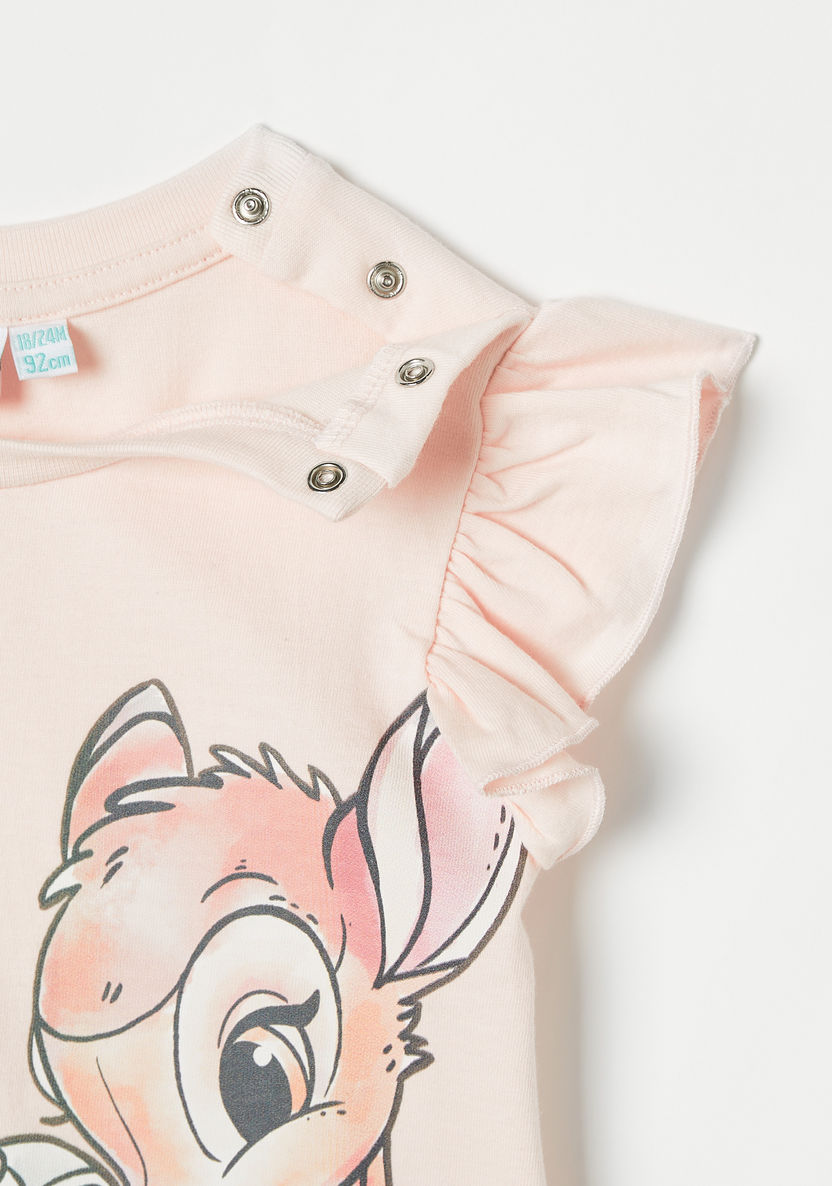 Disney Bambi Print T-shirt with Short Sleeves and Ruffle Detail-T Shirts-image-2