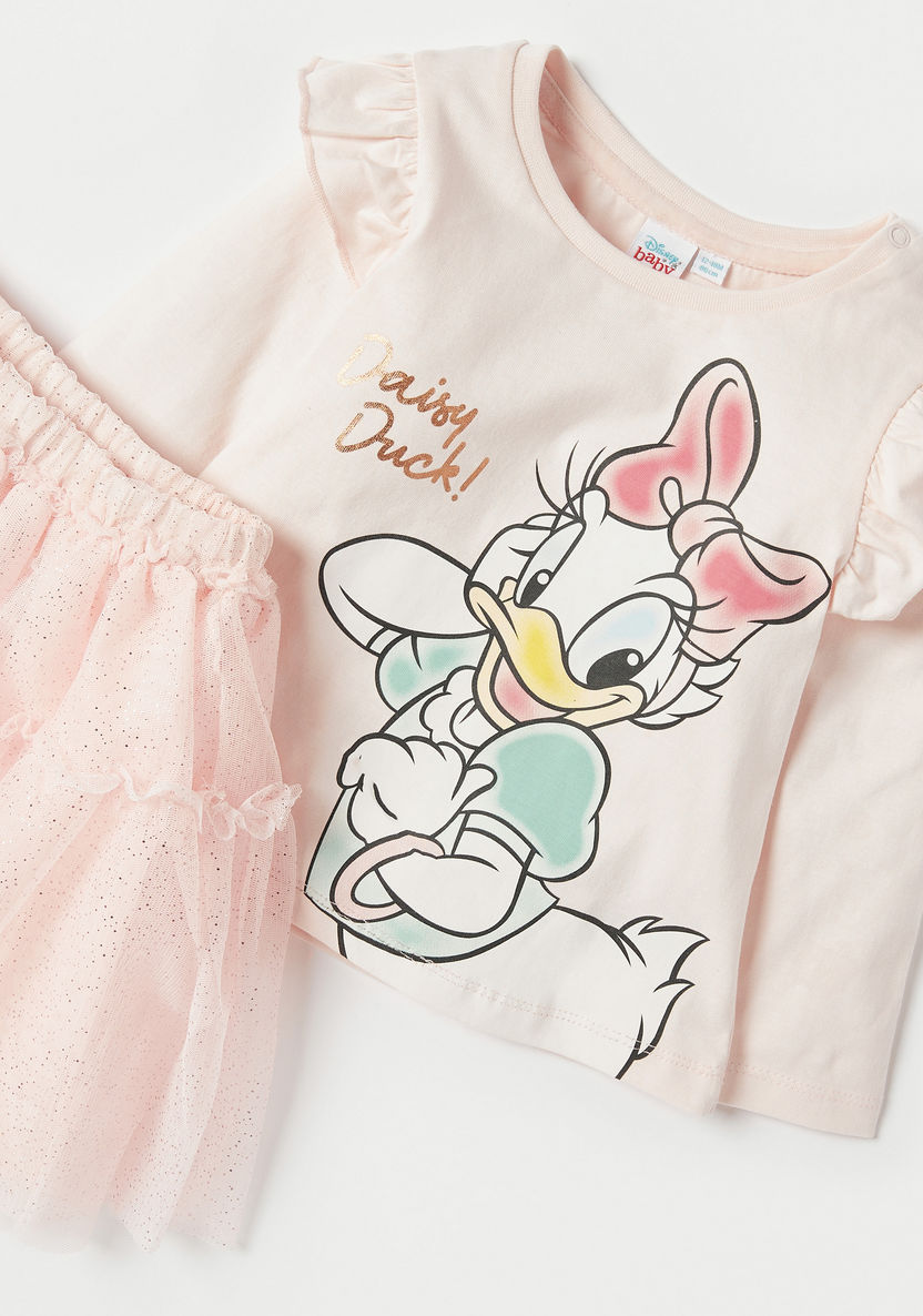 Disney Daisy Duck Print T-shirt and Mesh A-line Skirt Set-Clothes Sets-image-3