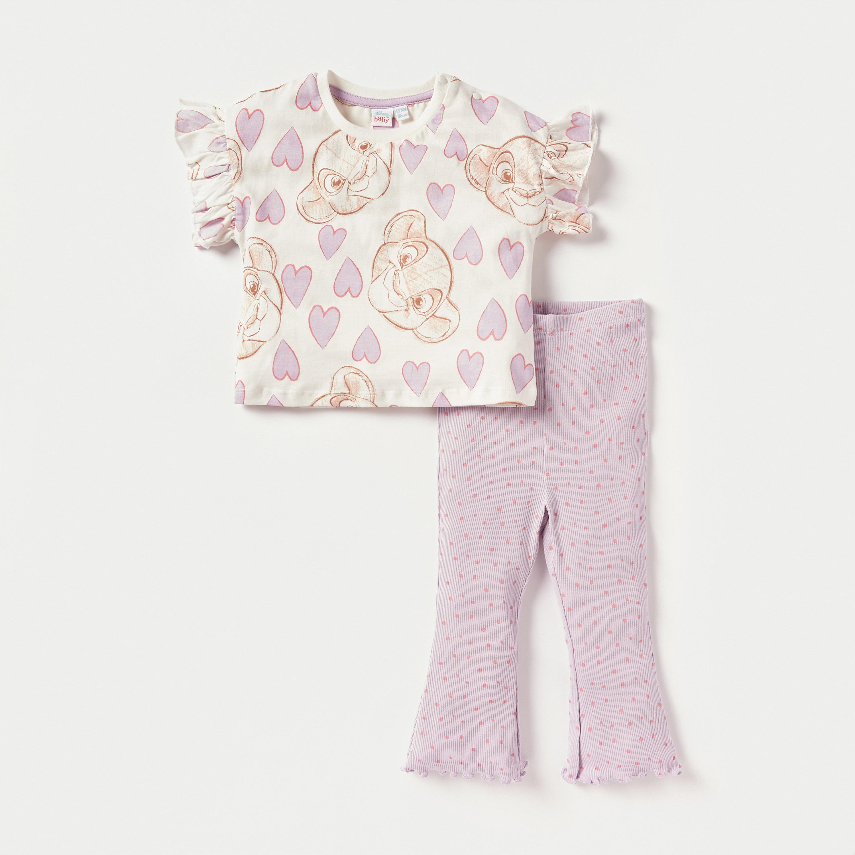 Disney Simba Print T-shirt and Flared Leggings Set-baby-girls-clothing-setsandcoords-image-1