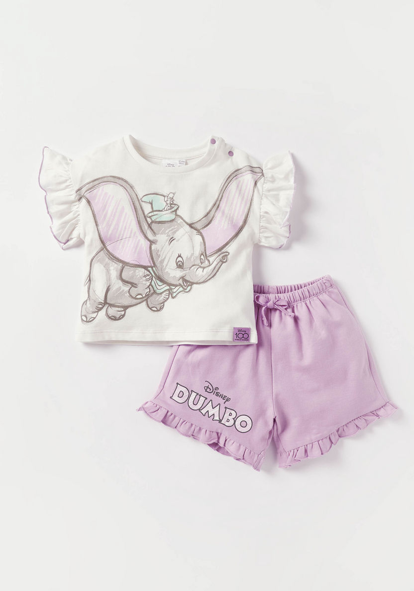 Disney Dumbo Print T-shirt and Shorts Set-Clothes Sets-image-0