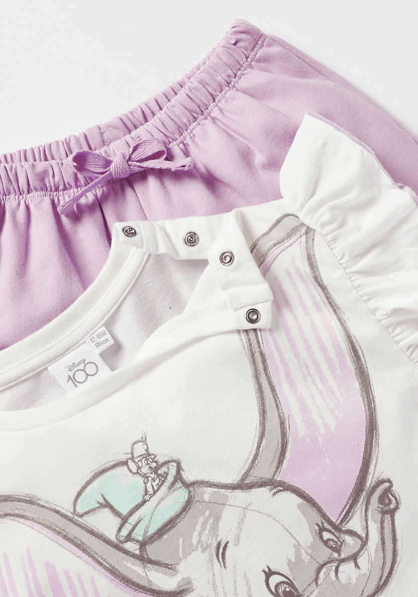 Disney Dumbo Print T-shirt and Shorts Set-Clothes Sets-image-3