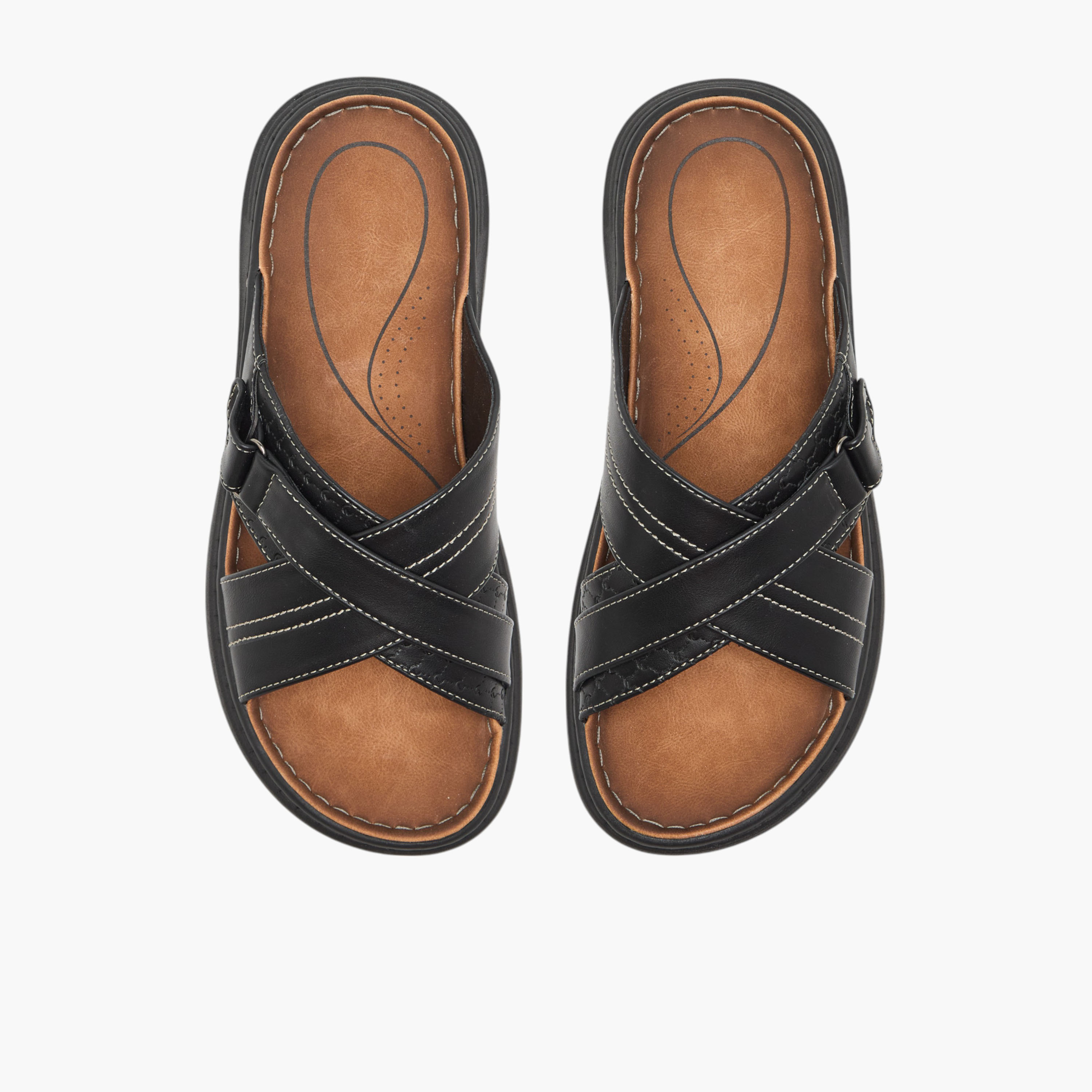 Le Confort Stitch Detail Cross Strap Comfort Sandals-men-shoes-sandals-image-1
