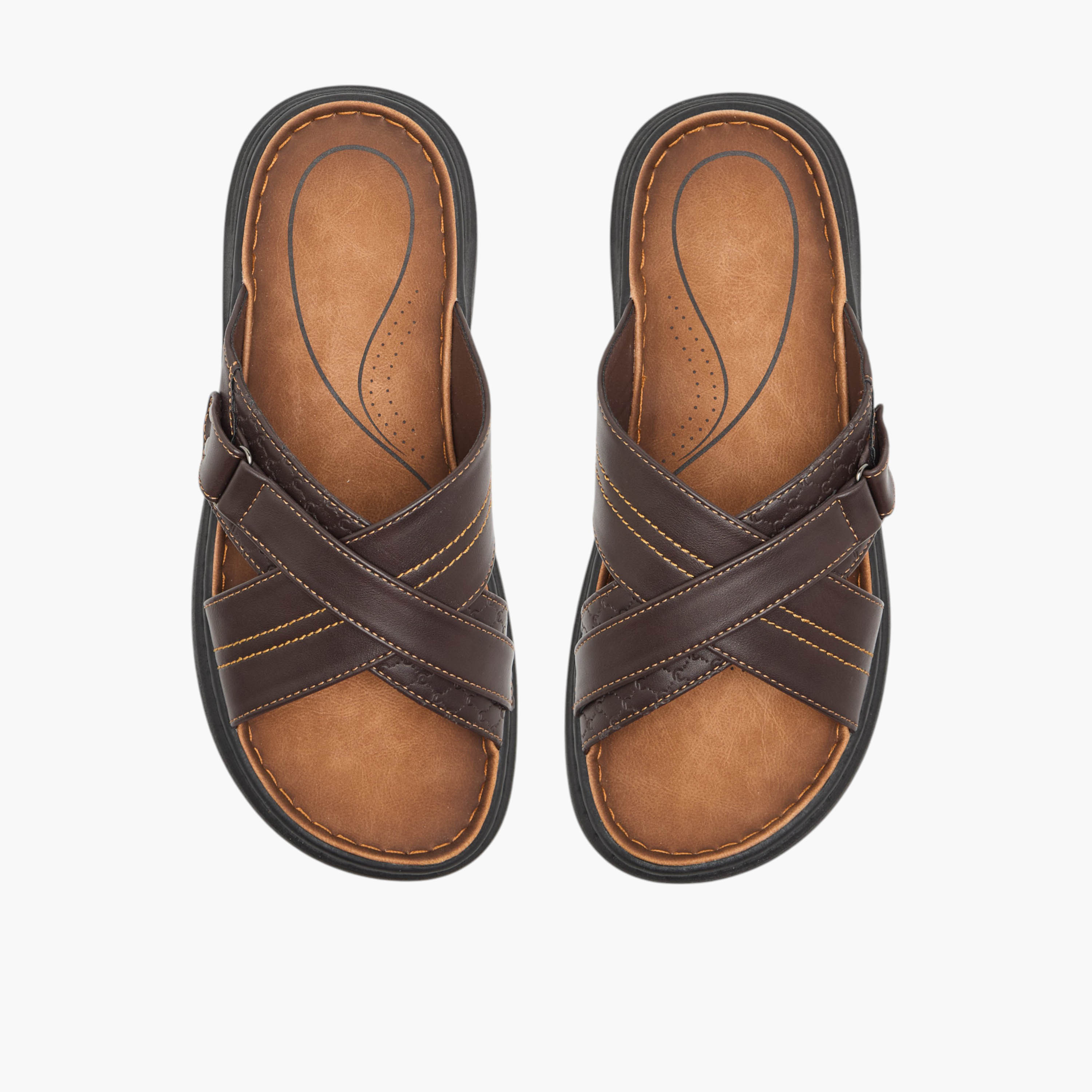 Le Confort Stitch Detail Cross Strap Comfort Sandals-men-shoes-sandals-image-1