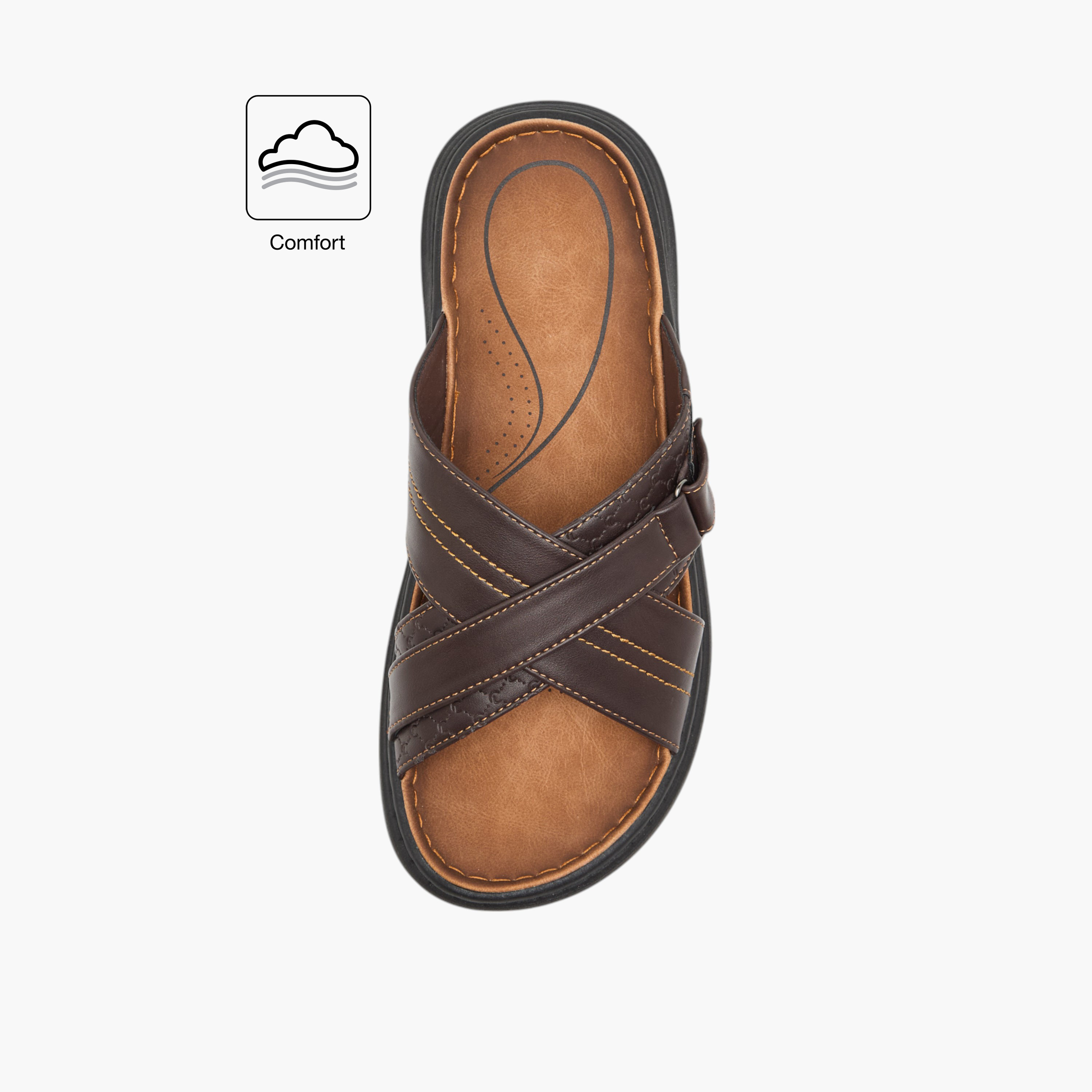 Le Confort Stitch Detail Cross Strap Comfort Sandals-men-shoes-sandals-image-2