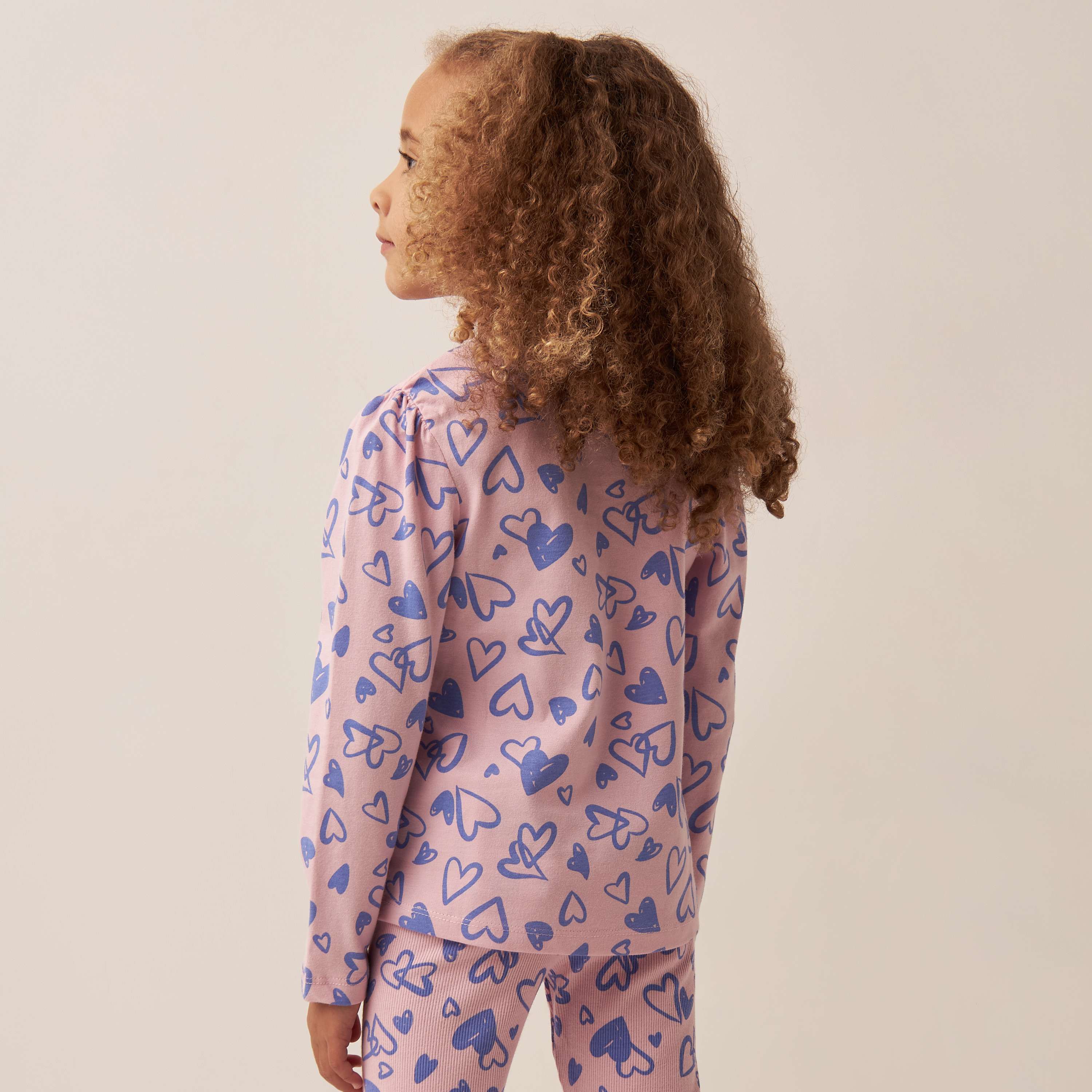 Juniors All-Over Heart Print T-shirt with Long Sleeves-girls-clothing-tshirts-image-3
