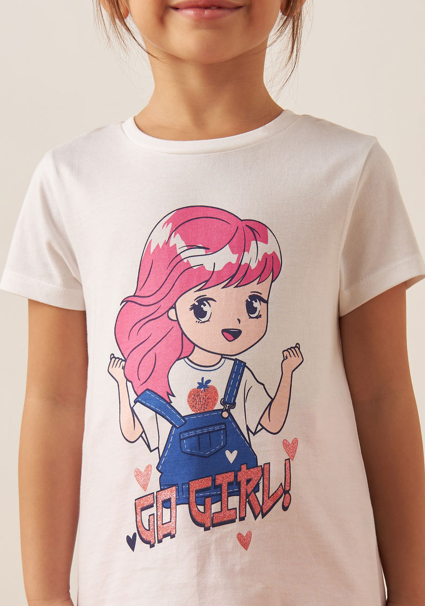 Juniors Printed Crew Neck T-shirt-T Shirts-image-2