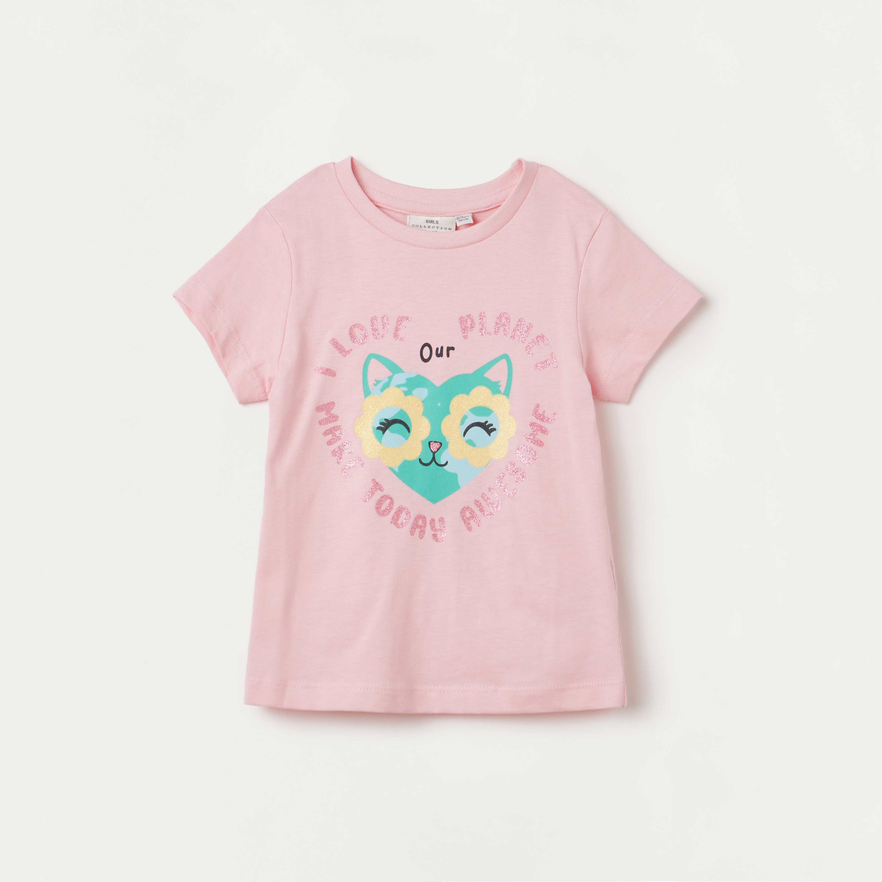 Juniors Graphic Print T-shirt with Short Sleeves-girls-clothing-tshirts-image-1
