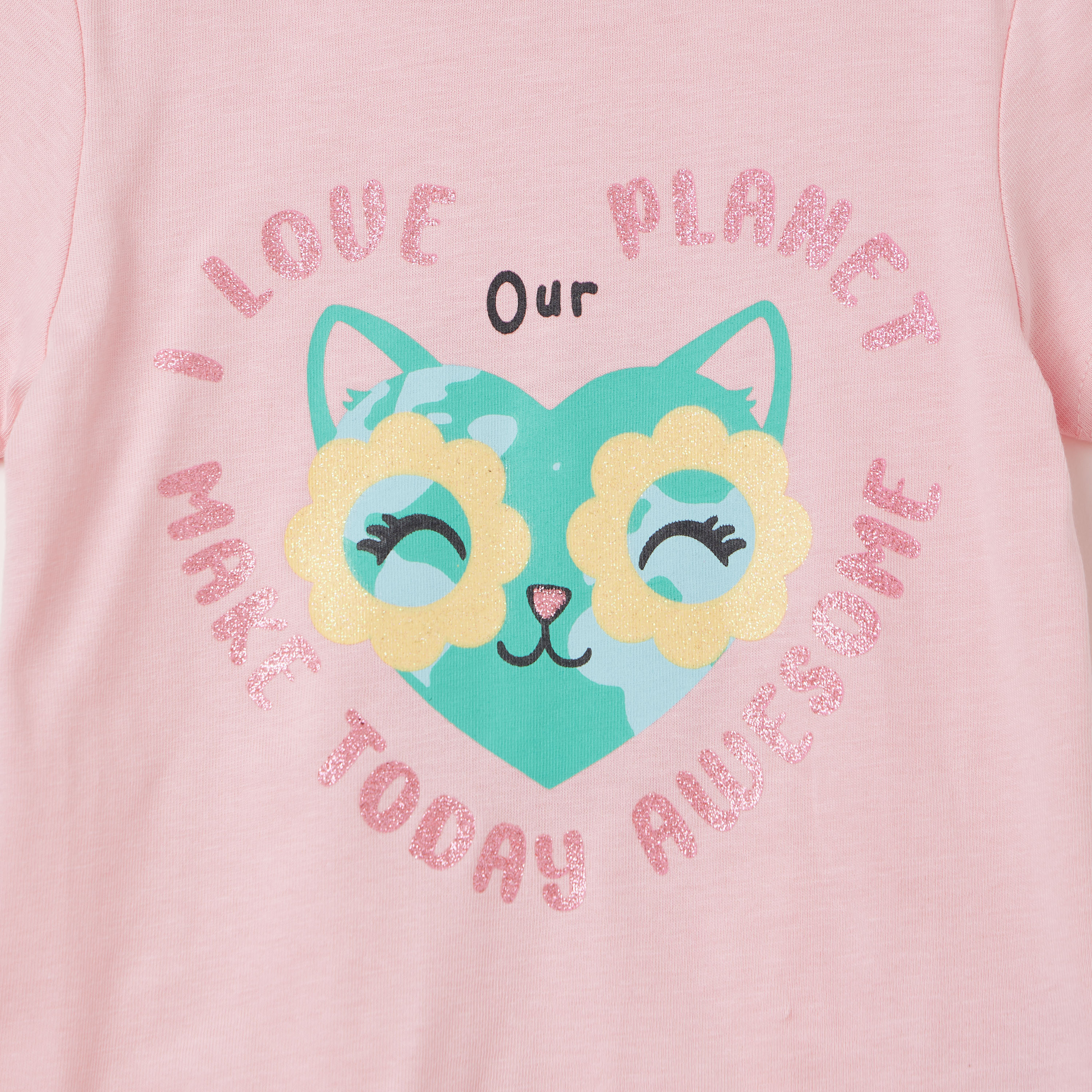 Juniors Graphic Print T-shirt with Short Sleeves-girls-clothing-tshirts-image-3