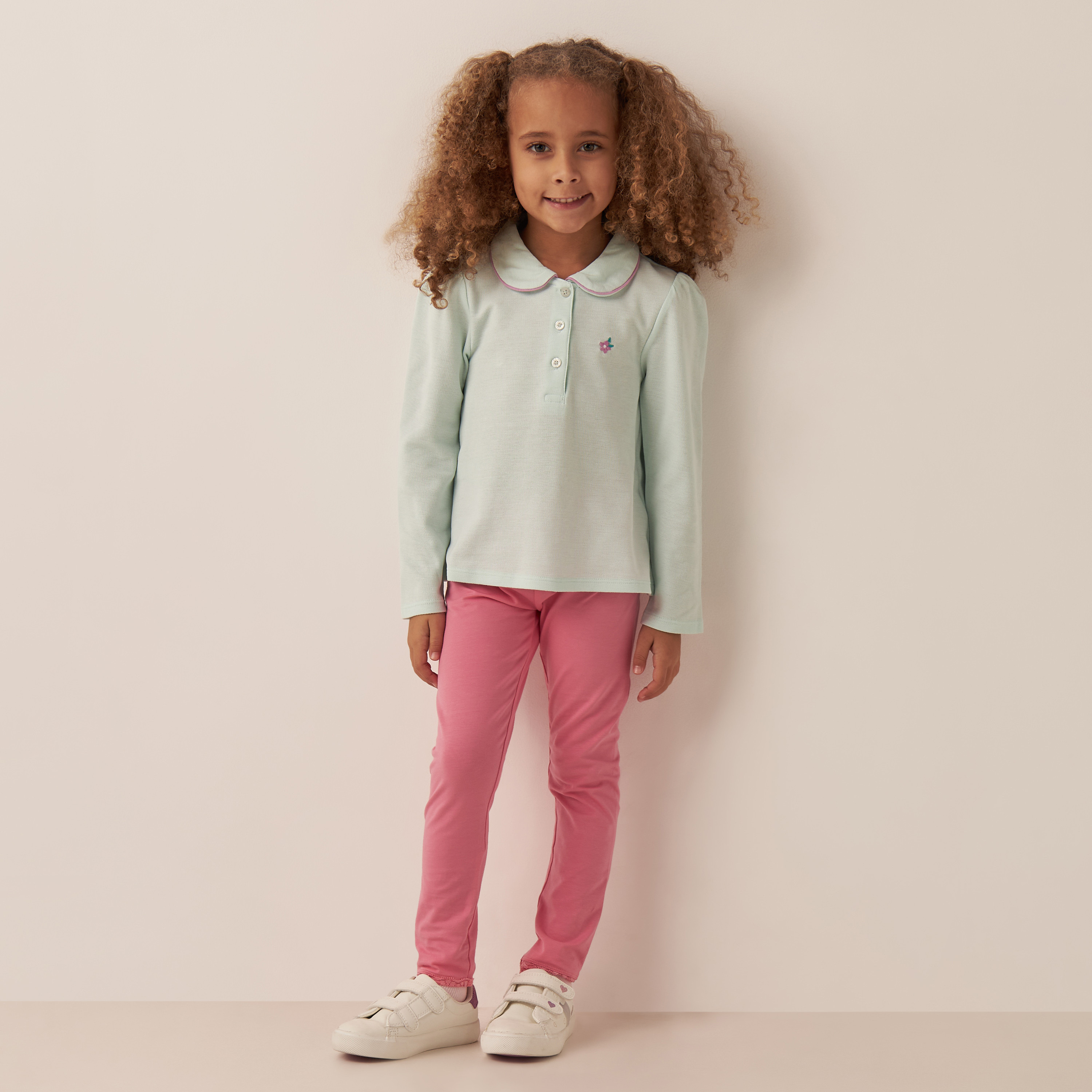 تيشيرت بولو سادة بأكمام طويلة من جونيورز-girls-clothing-tshirts-image-2
