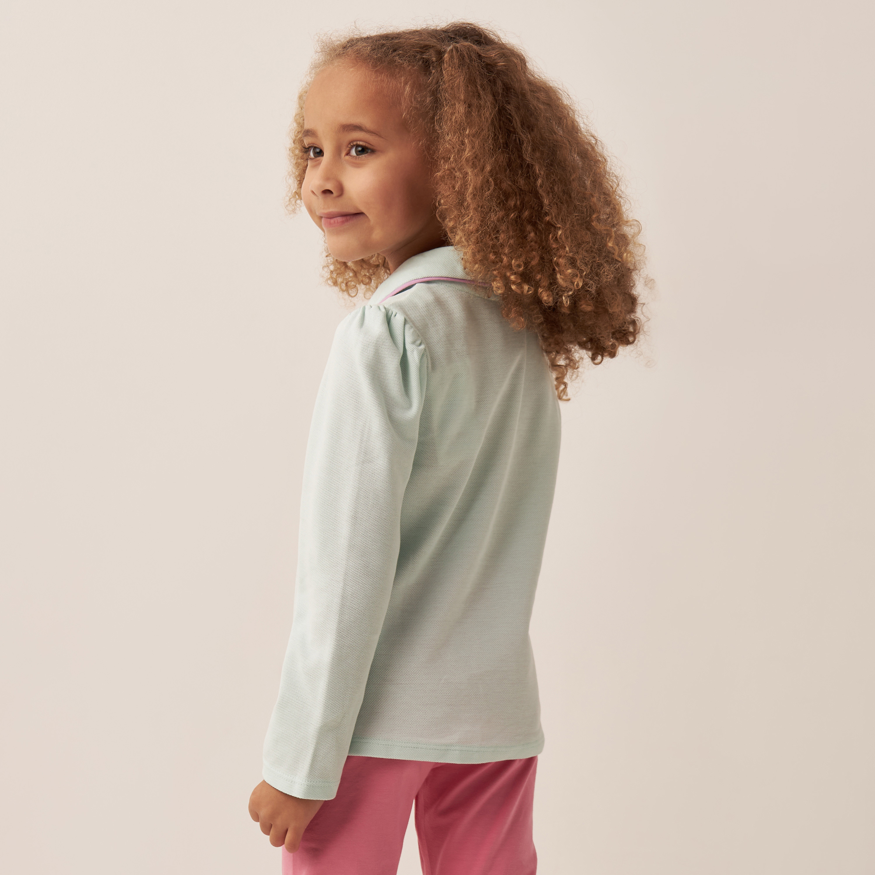 تيشيرت بولو سادة بأكمام طويلة من جونيورز-girls-clothing-tshirts-image-3