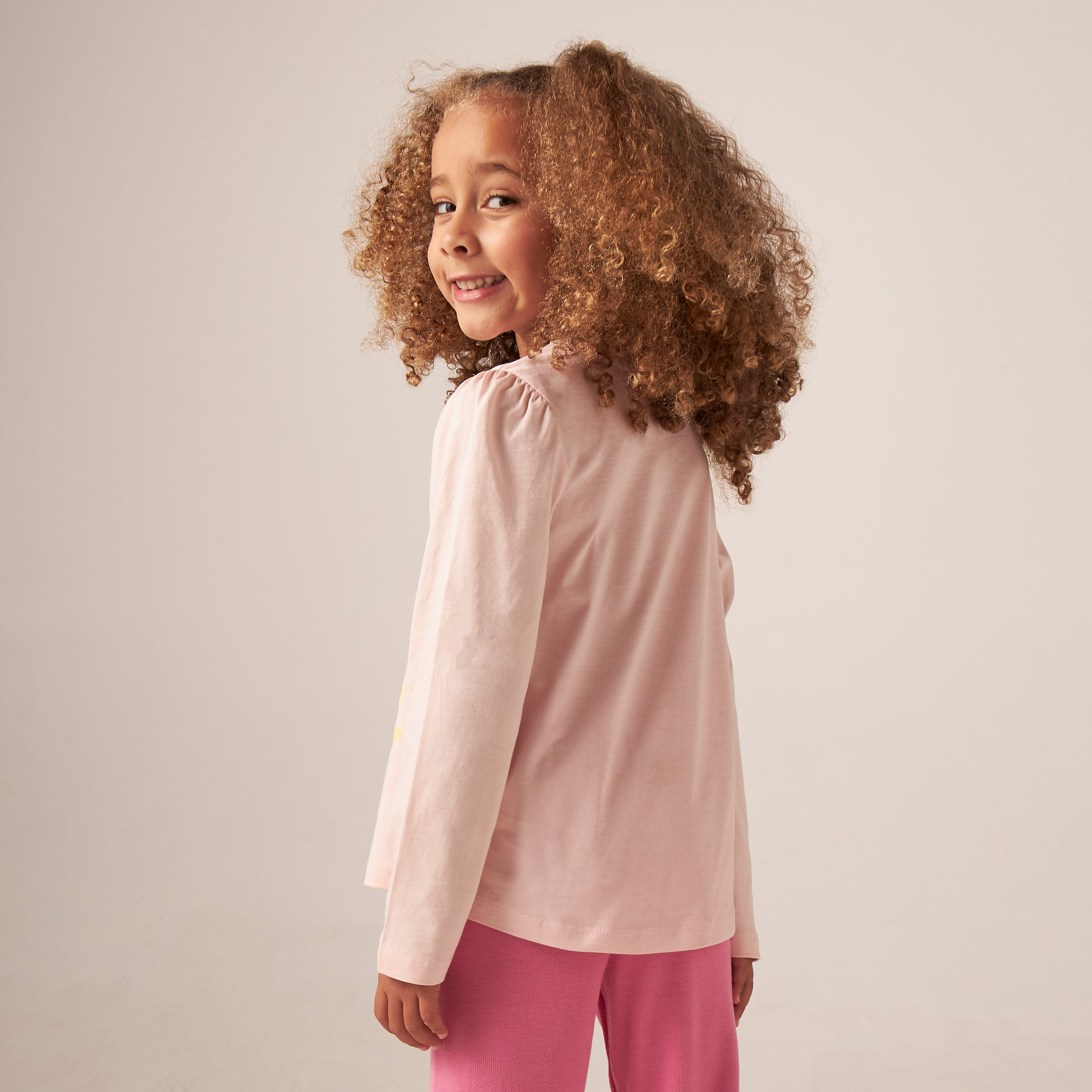 Juniors Floral Print Crew Neck T-shirt with Long Sleeves-girls-clothing-tshirts-image-4