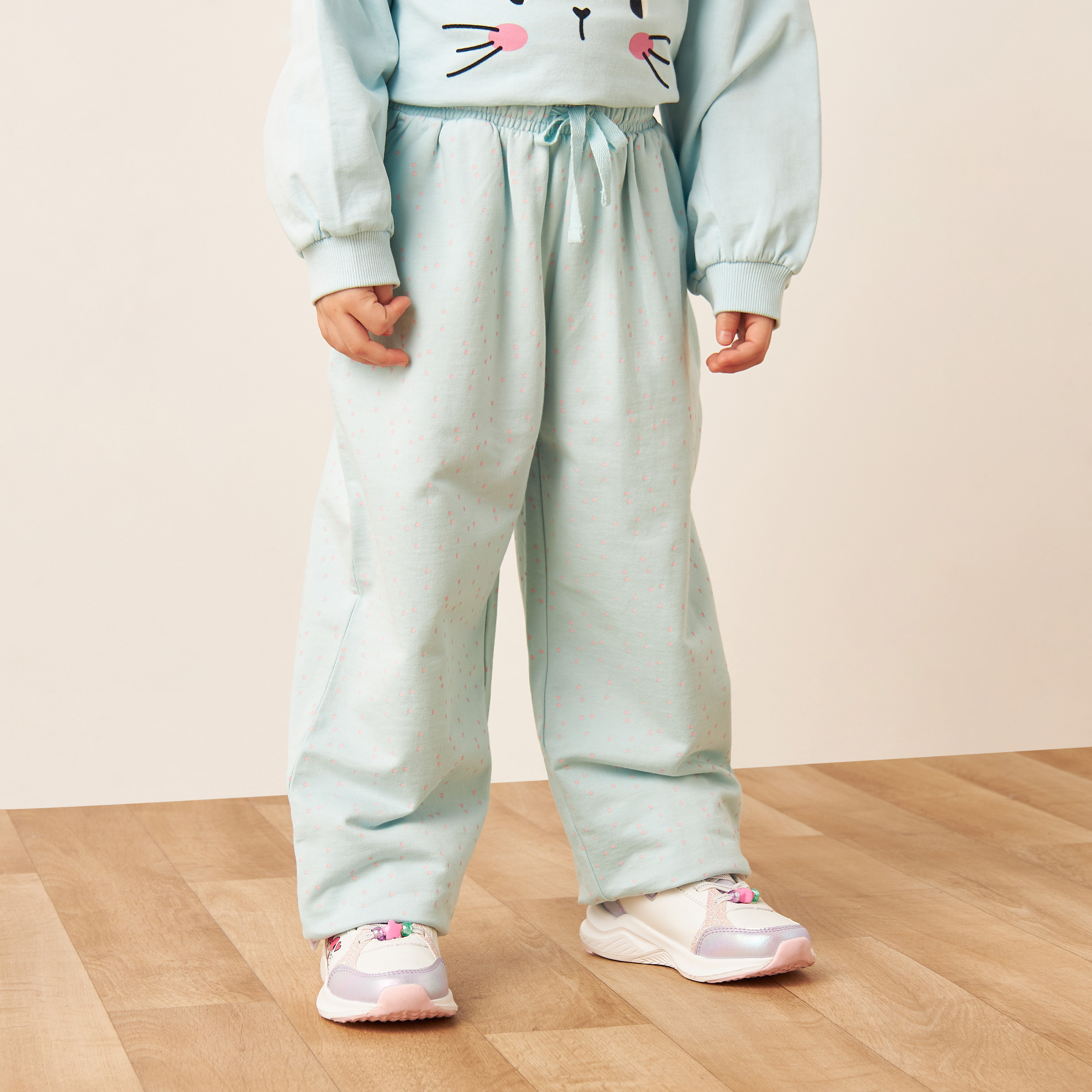 Juniors All-Over Print Pants with Drawstring Closure-baby-girls-clothing-bottoms-trousers-image-1